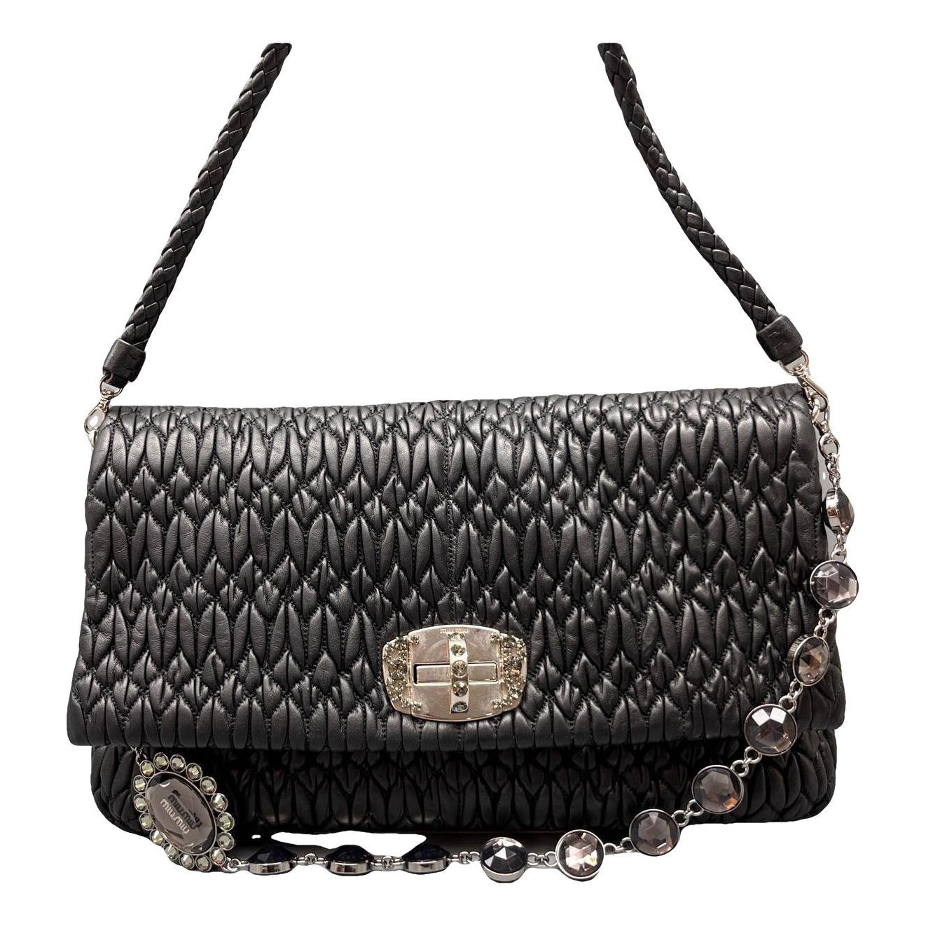 Miu Crystal leather handbag