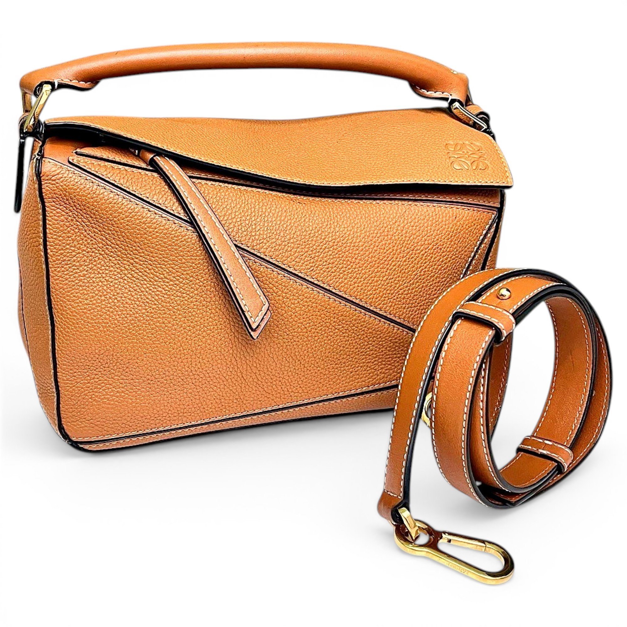 Puzzle leather handbag