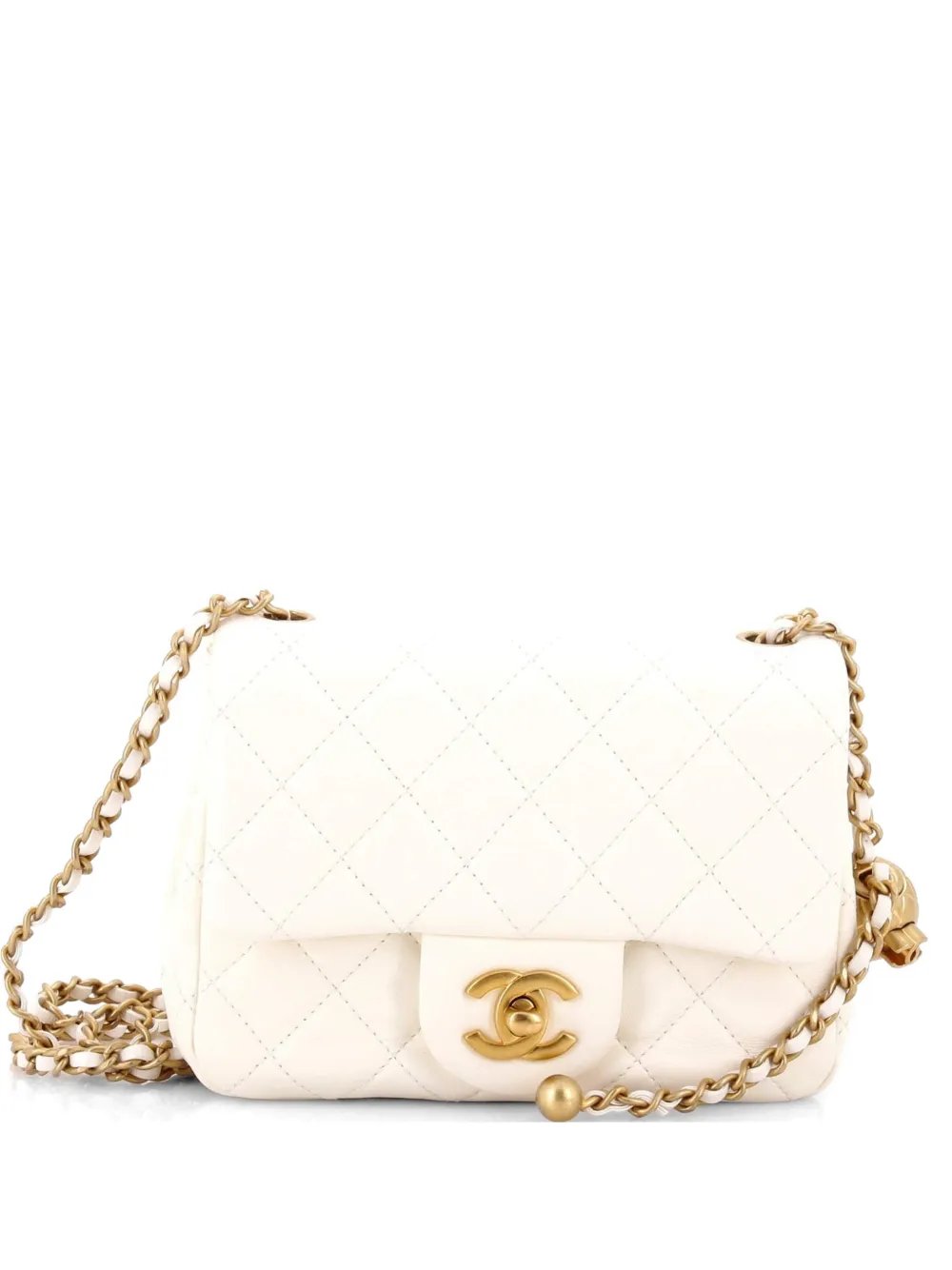 Pearl Crush Square Flap Bag Quilted Lambskin Mini crossbody bag