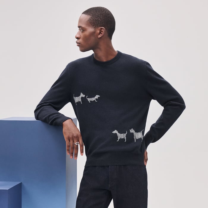 Marine Cashmere "Meli Medor Brode" Crewneck Sweater