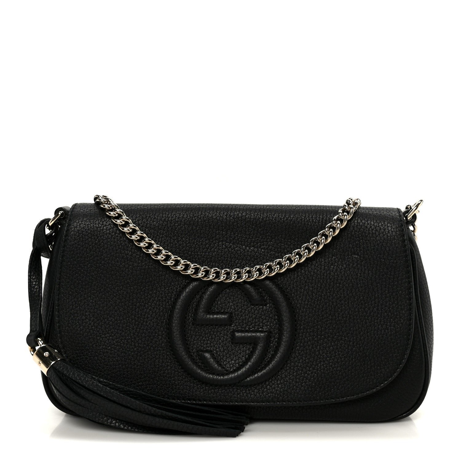 Gucci Pebbled Calfskin Medium Soho Flap Crossbody Black