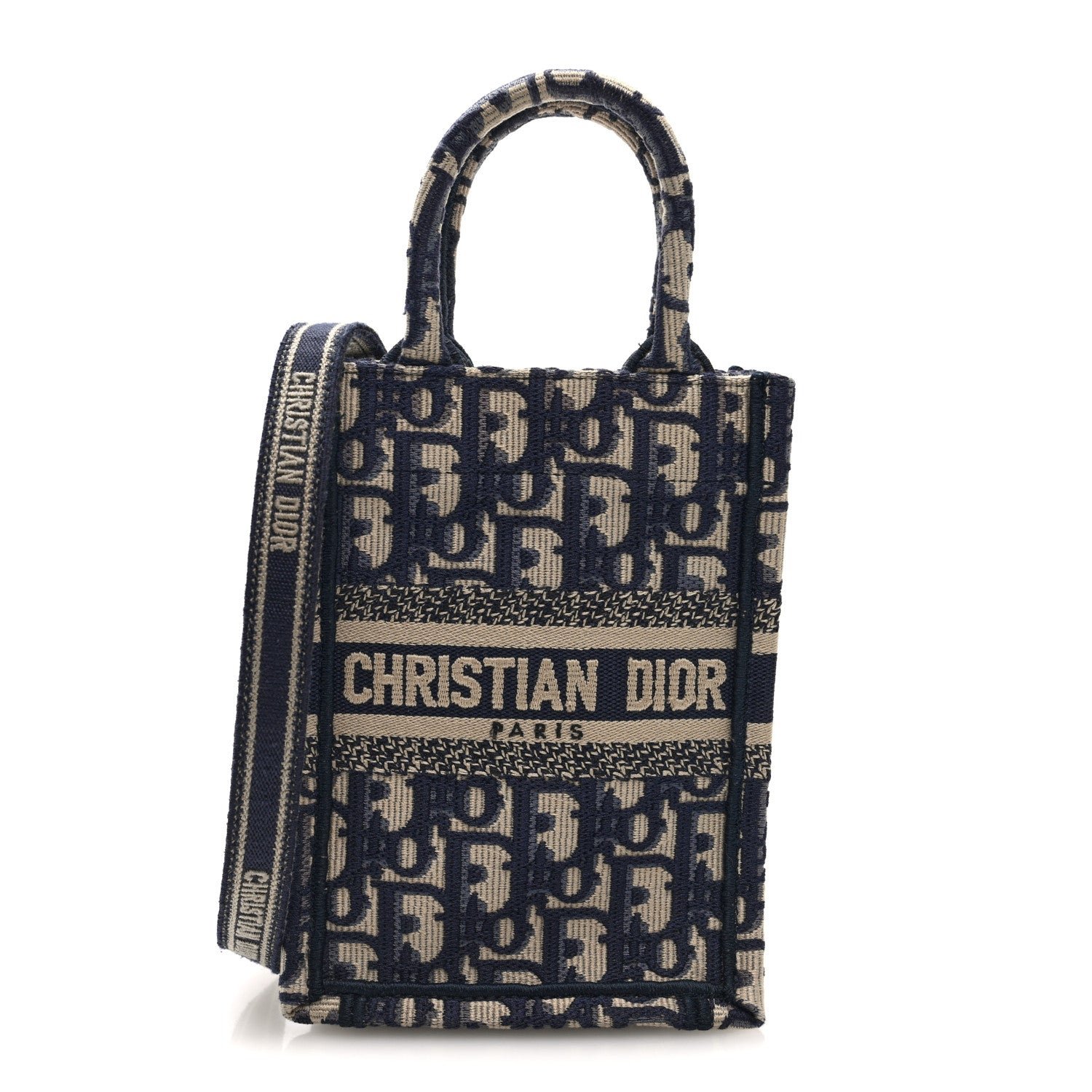 Christian Dior Oblique Mini Book Tote Phone Bag Blue