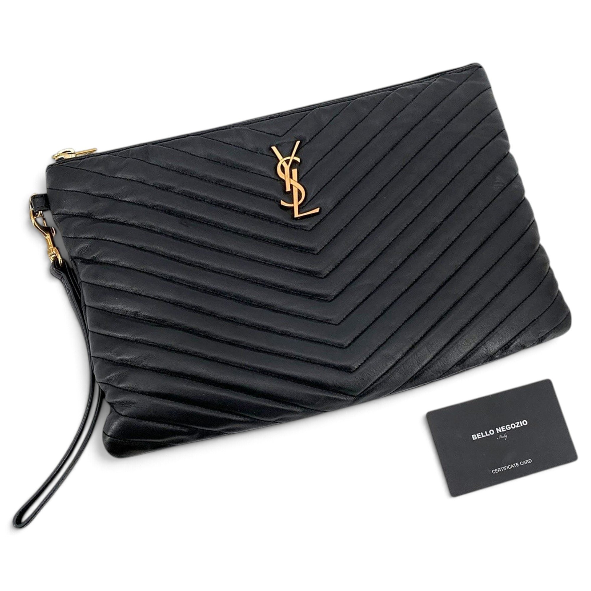 Saint Laurent New Jolie leather clutch bag