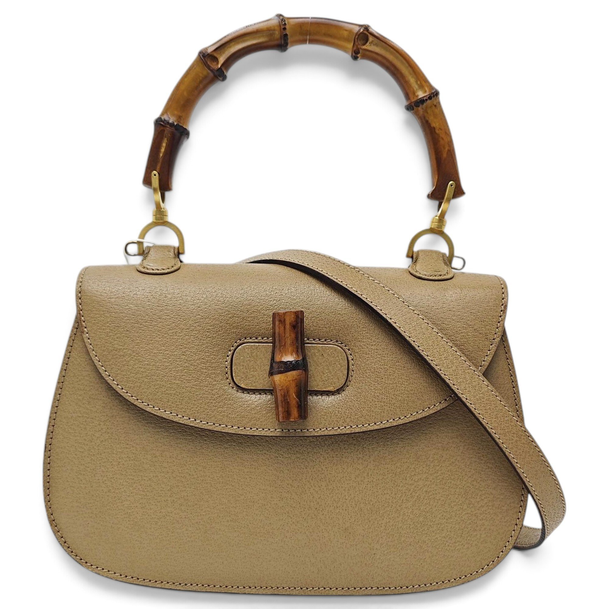 Convertible Bamboo Top Handle leather handbag