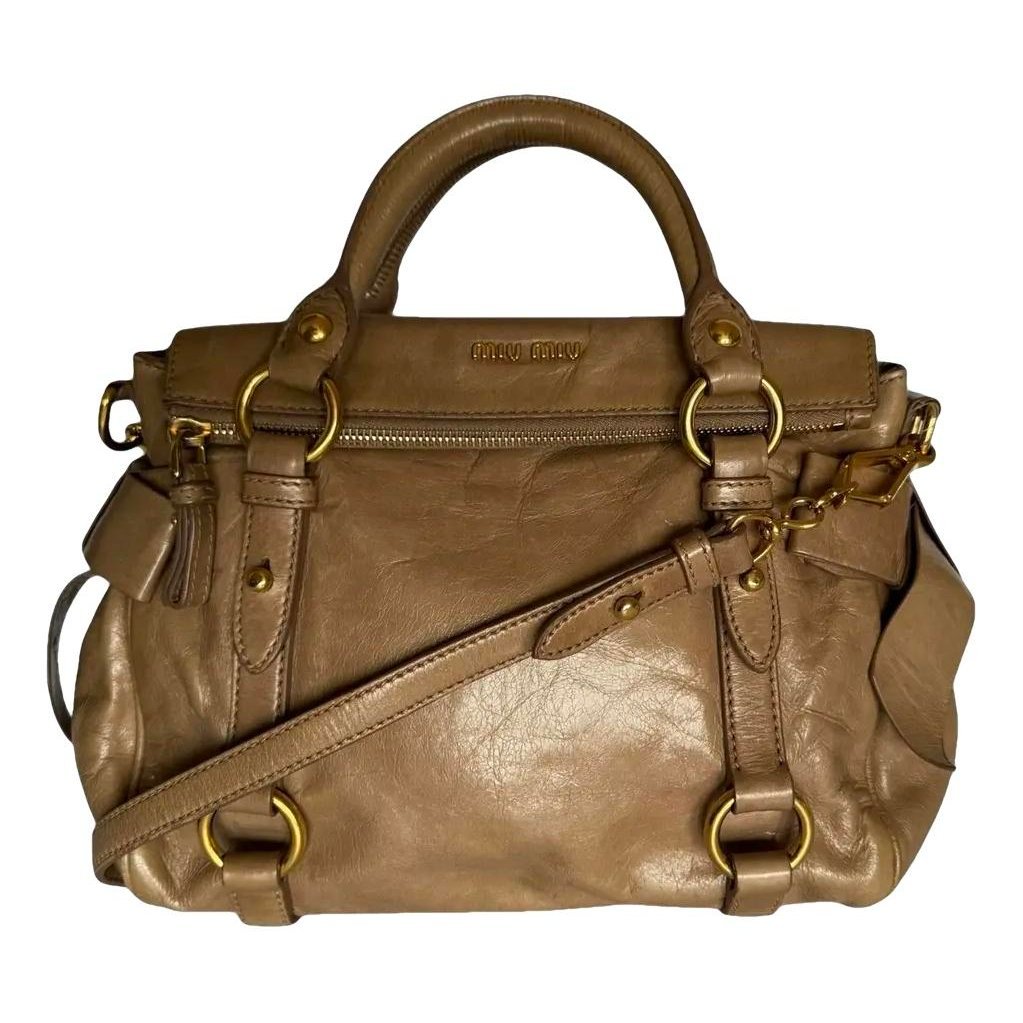 Bow bag leather handbag