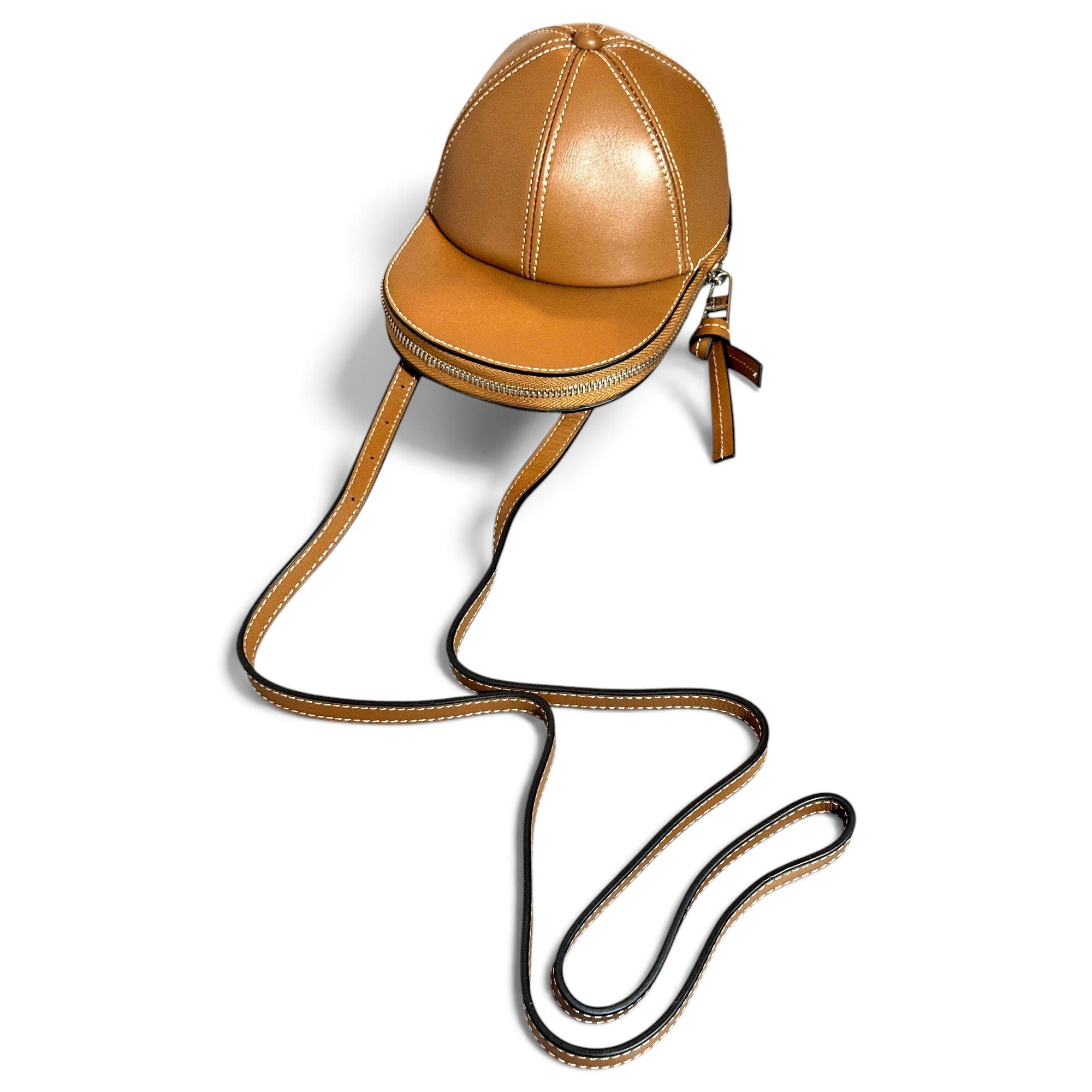 Cap leather crossbody bag