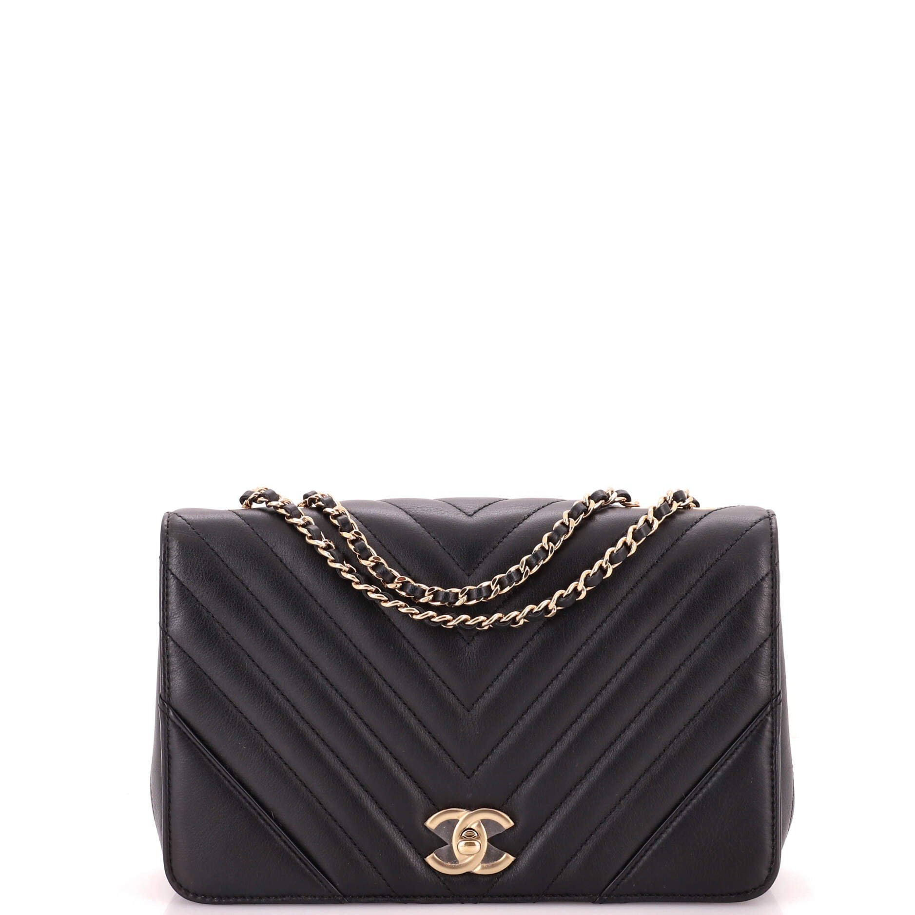 Statement Flap Bag Chevron Calfskin Small