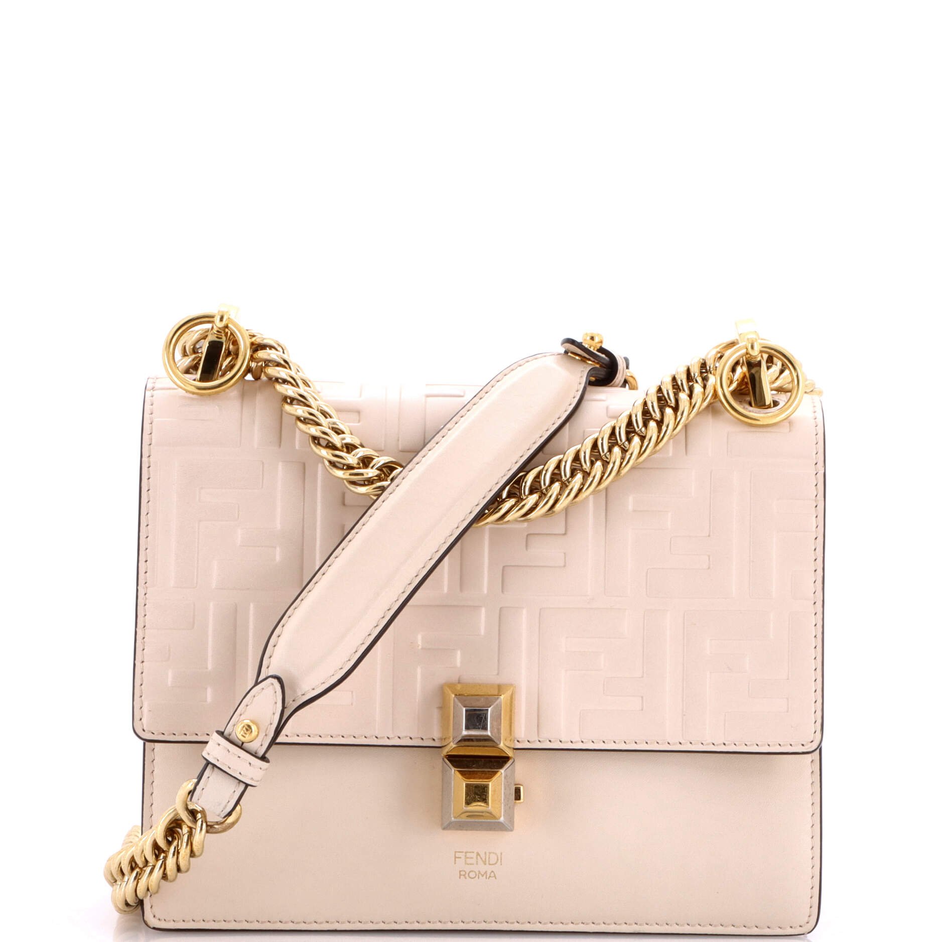 Fendi Kan I Bag Zucca Embossed Leather Small