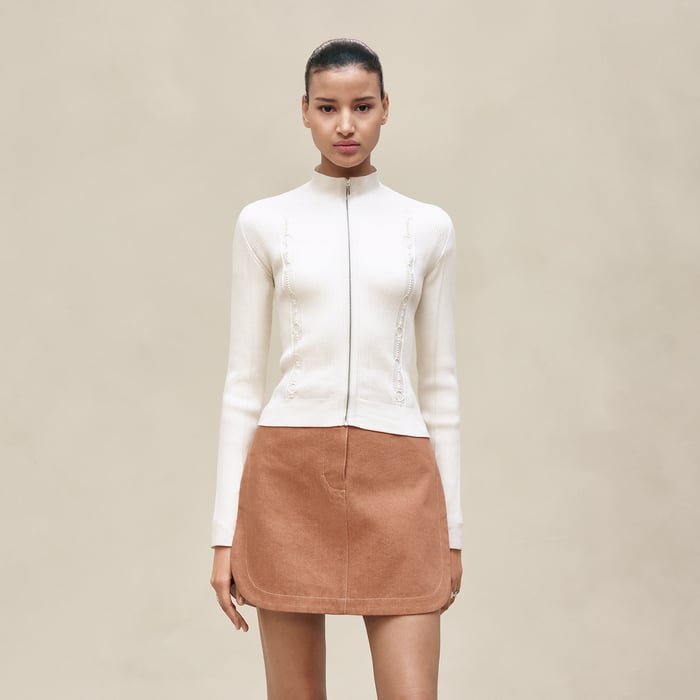 Blanc Naturel Zipped Cardigan