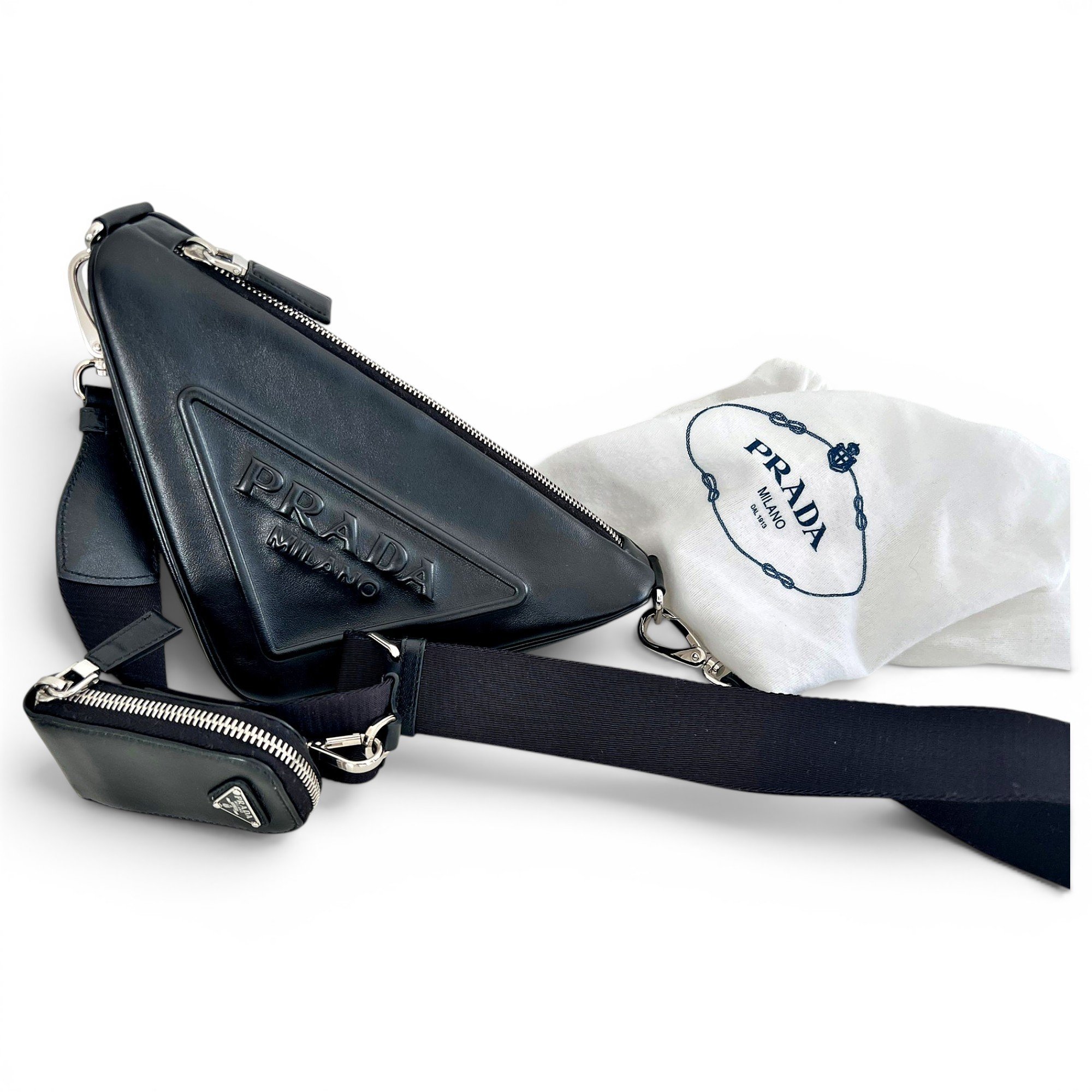 Triangle leather clutch bag
