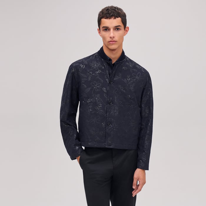 Marine "Fleurs Technique" Rib-trim Jacket
