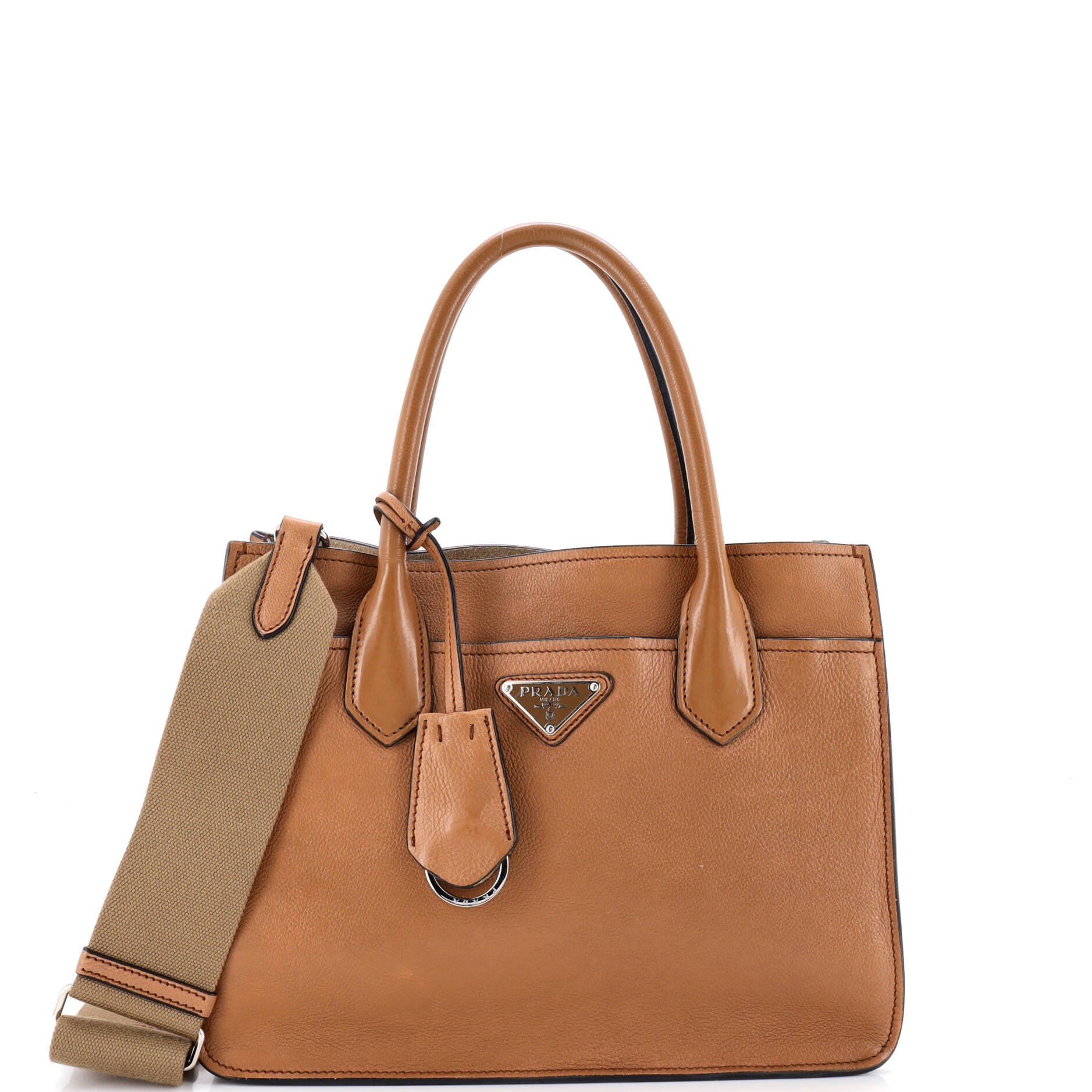 Convertible Front Pocket Shopping Tote Vitello Daino Medium