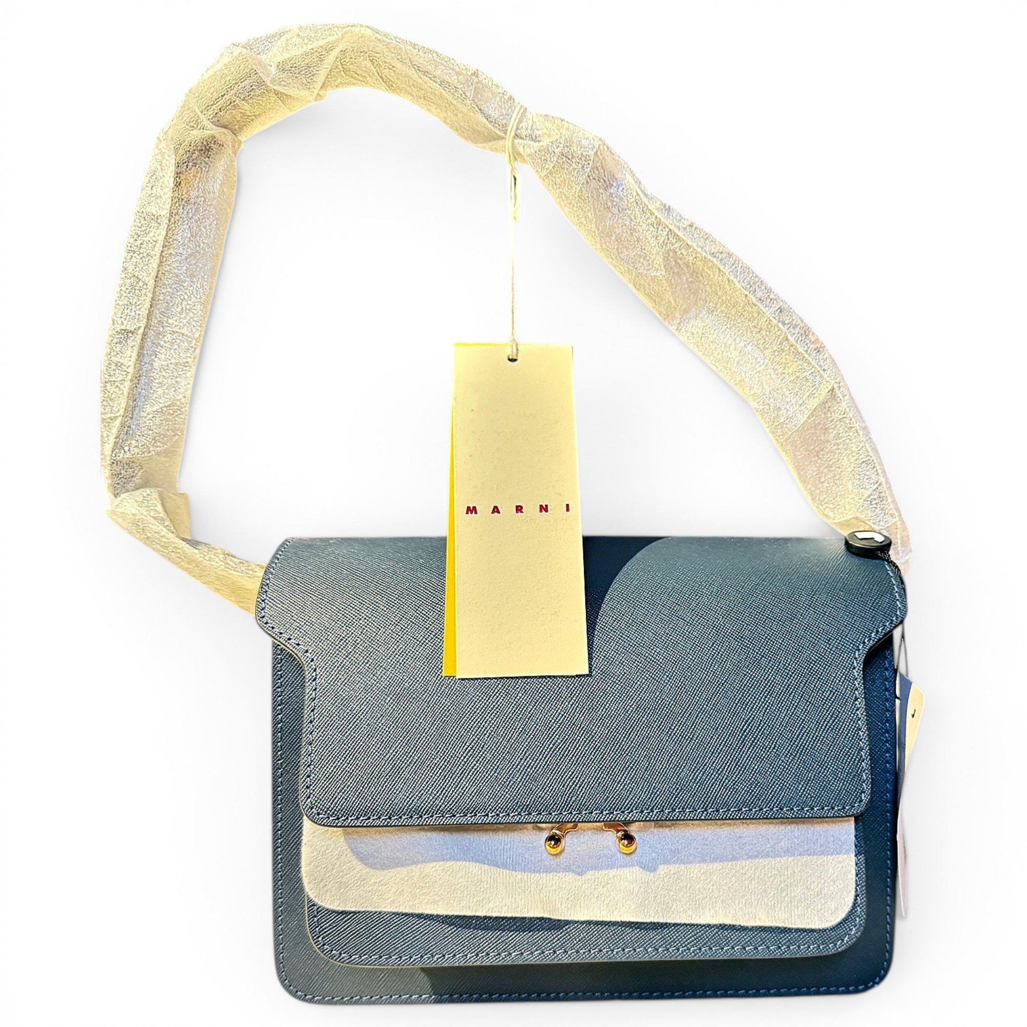 Trunk leather crossbody bag