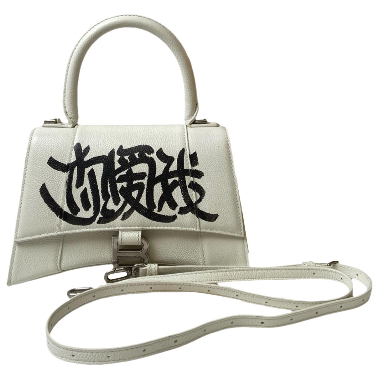 Hourglass leather handbag