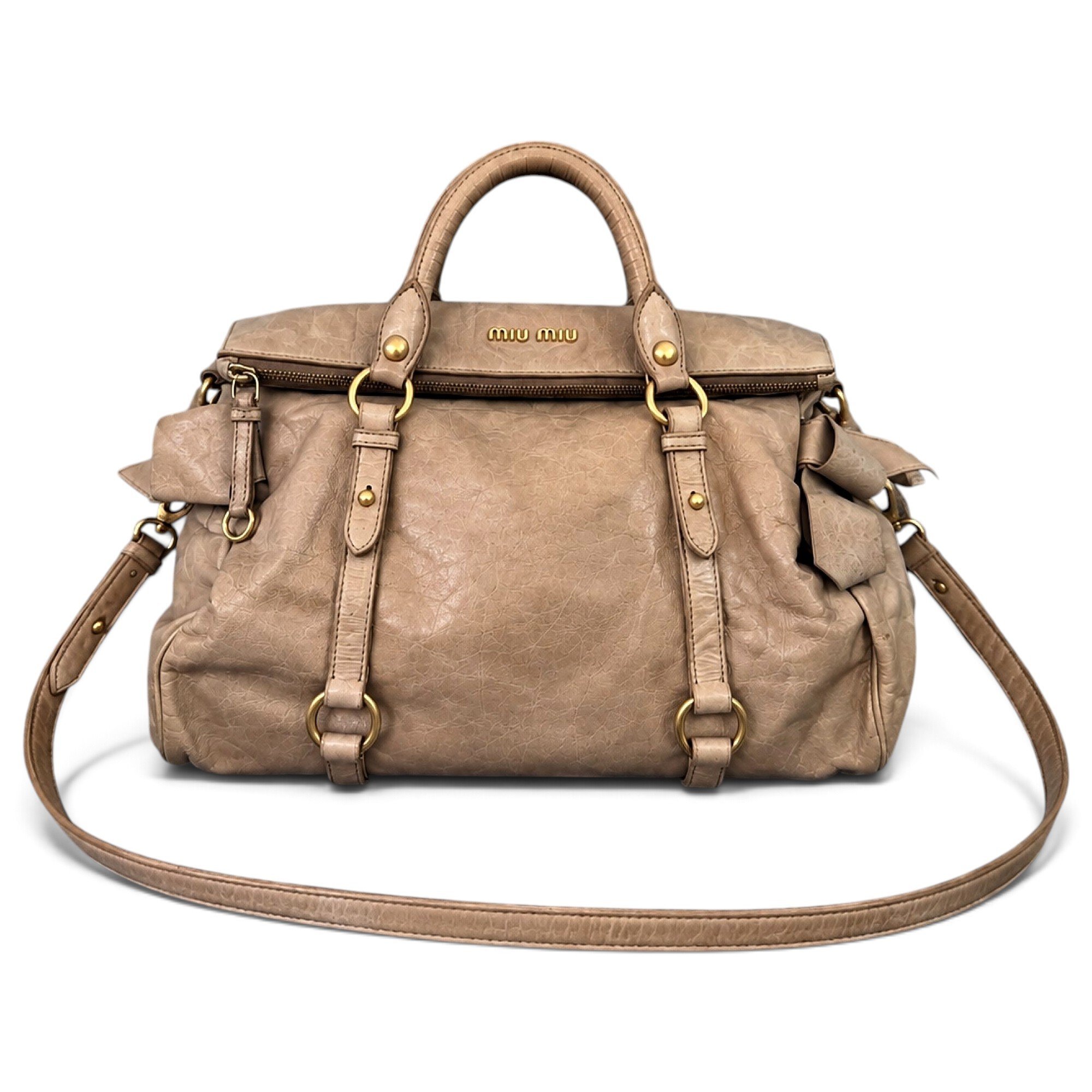 Bow bag leather handbag