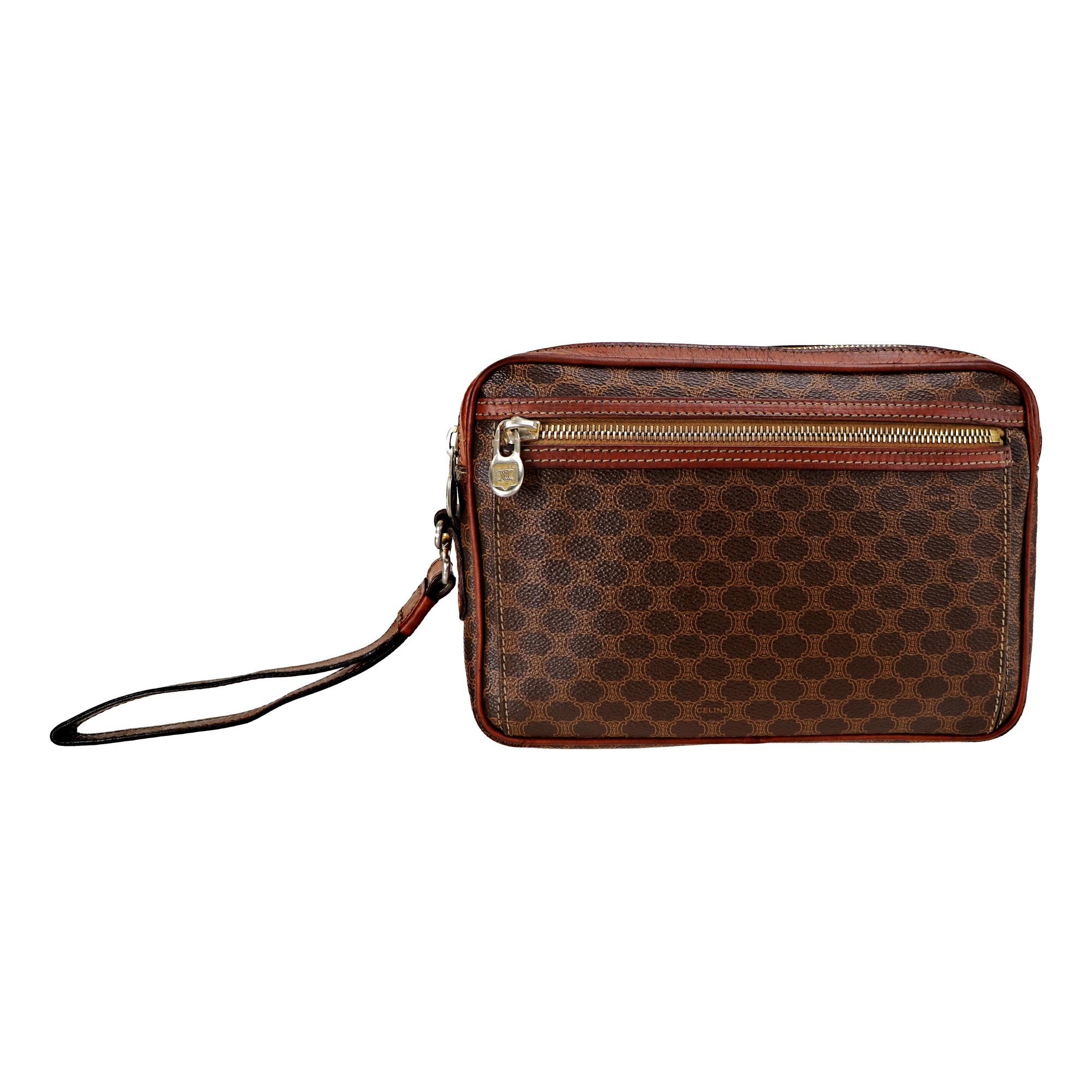 Triomphe Vintage leather clutch bag