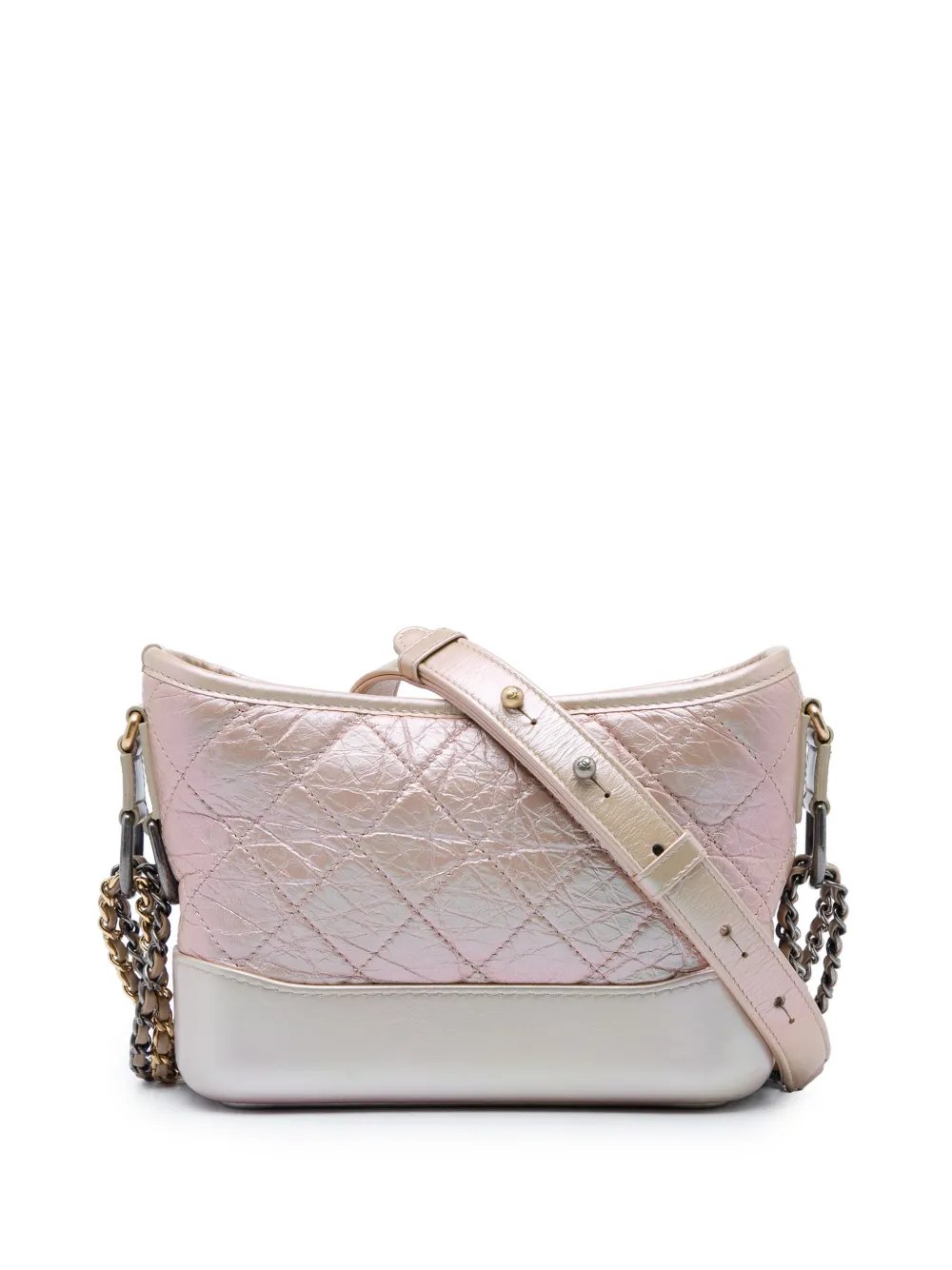 2019 Small Iridescent Quilted Aged Calfskin Gabrielle Hobo crossbody bag