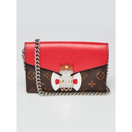 Louis Vuitton Limited Edition Rouge Monogram Tribal Mask Chain Wallet Clutch Bag