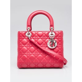 Christian Dior Pink Cannage Quilted Lambskin Leather Medium Lady Dior Bag