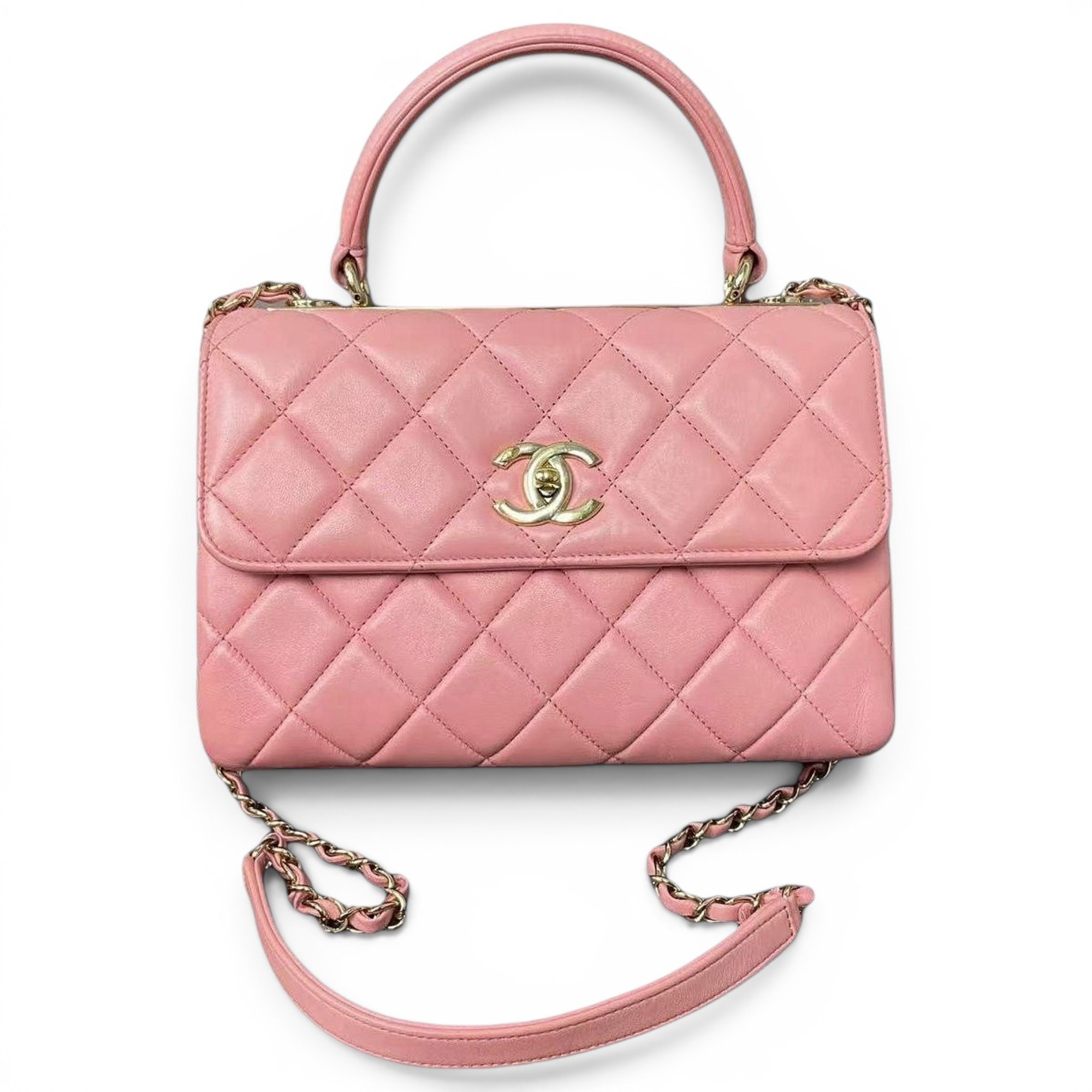 Trendy CC Top Handle leather handbag