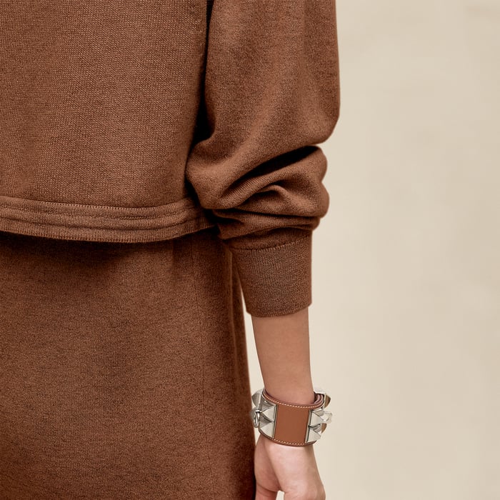 Marron Fauve Mid-length Cashmere Dress