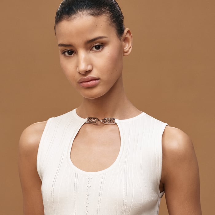 Blanc Céramique Long Sleeveless Dress