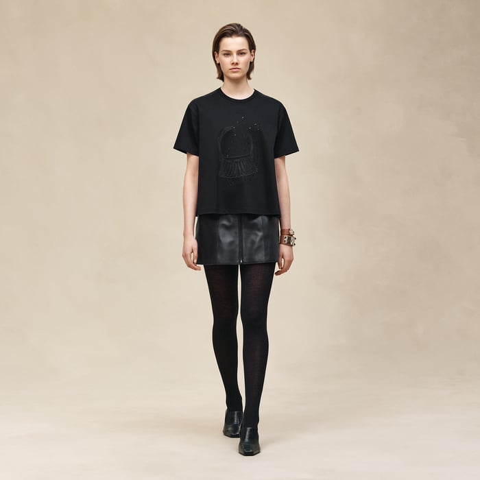 Noir Embroidered Flared T-shirt