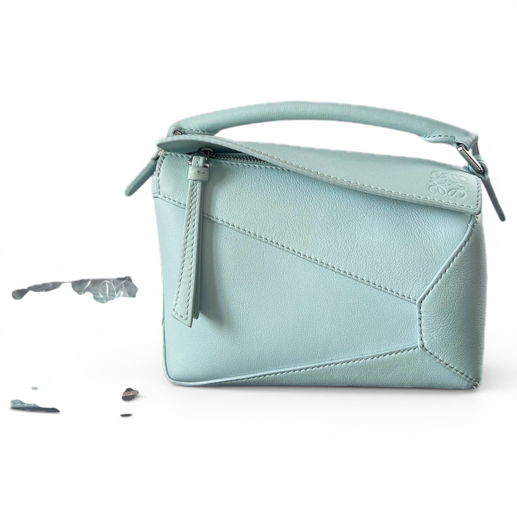 Puzzle leather handbag
