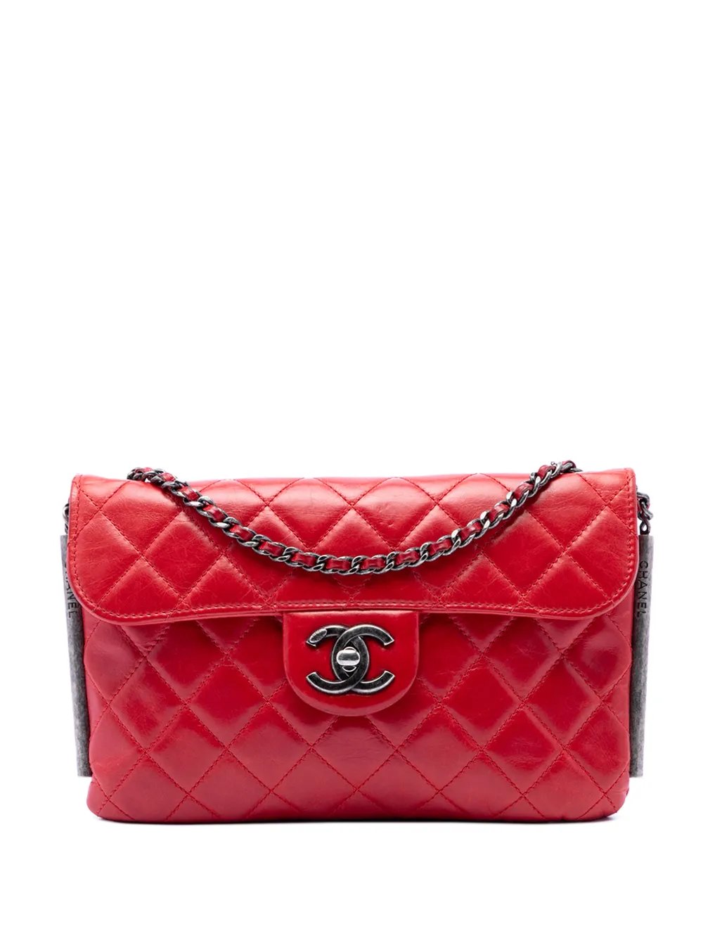 2013-2014 CC Quilted Lambskin Embossed LAX Single Flap crossbody bag
