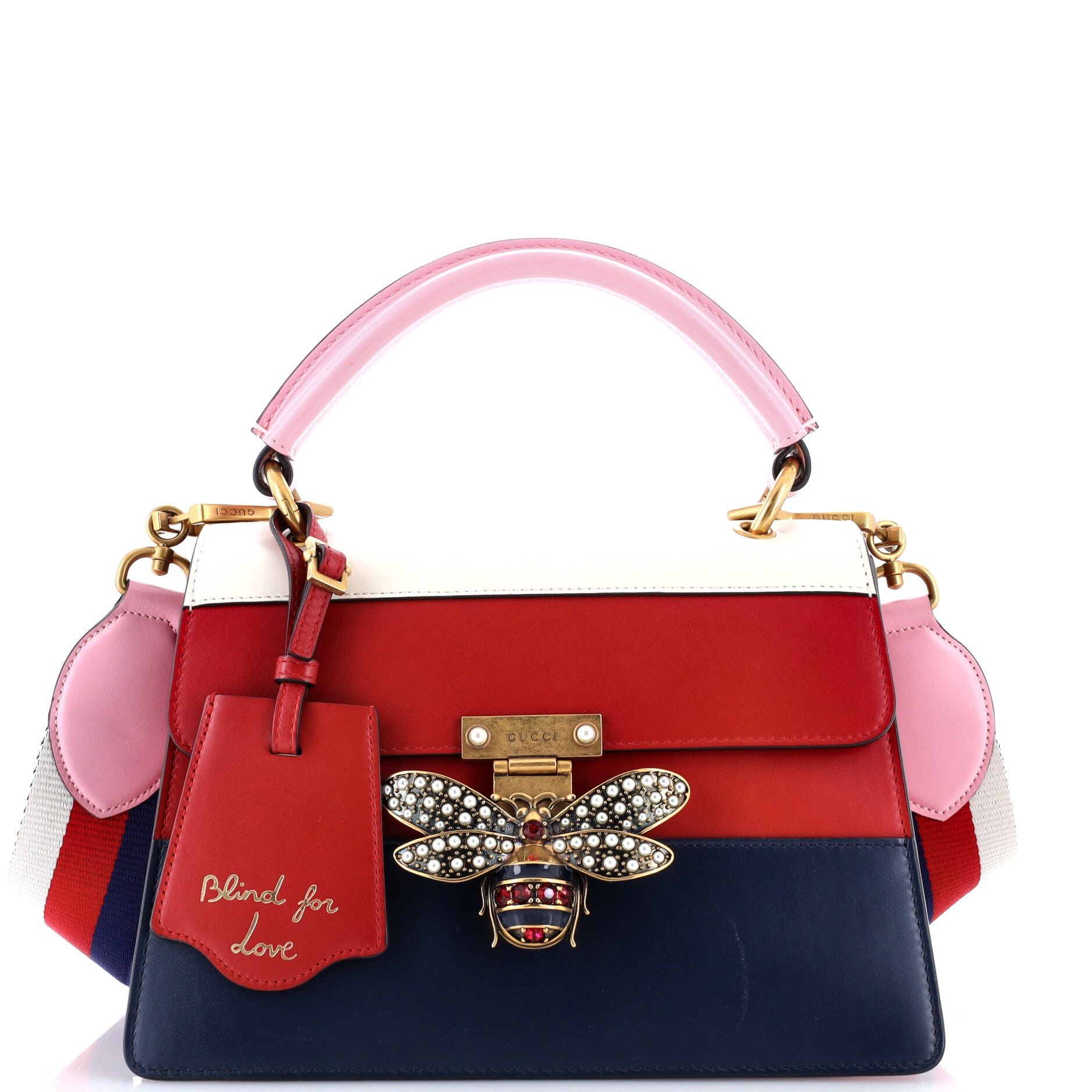 Queen Margaret Top Handle Bag Colorblock Leather Small