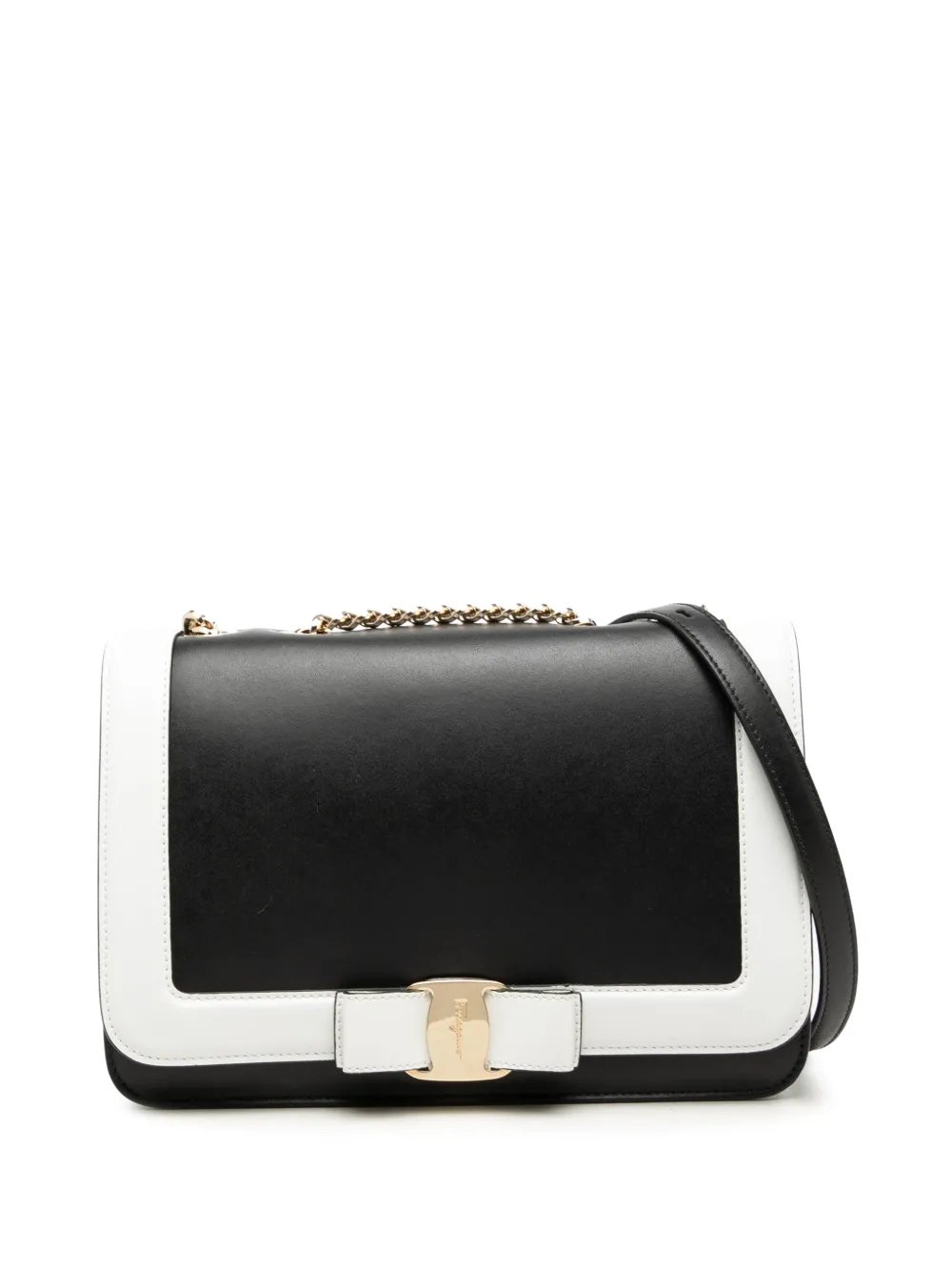 Ferragamo 2021 Bicolor Leather Vara Bow crossbody bag