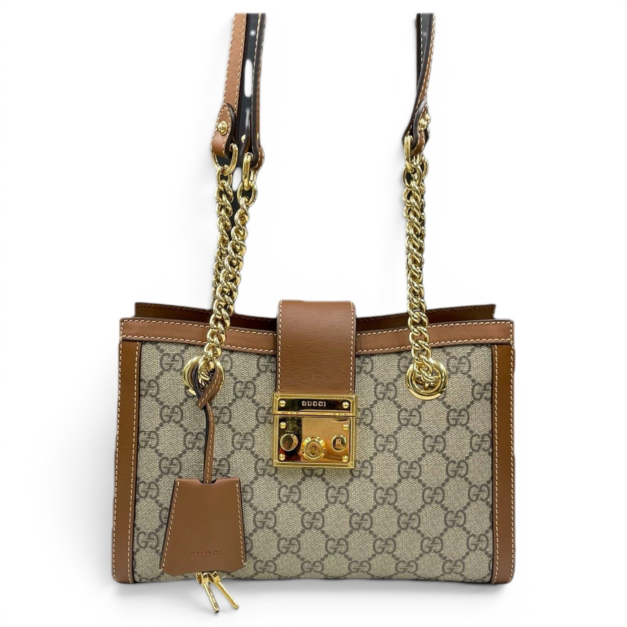 Padlock leather handbag
