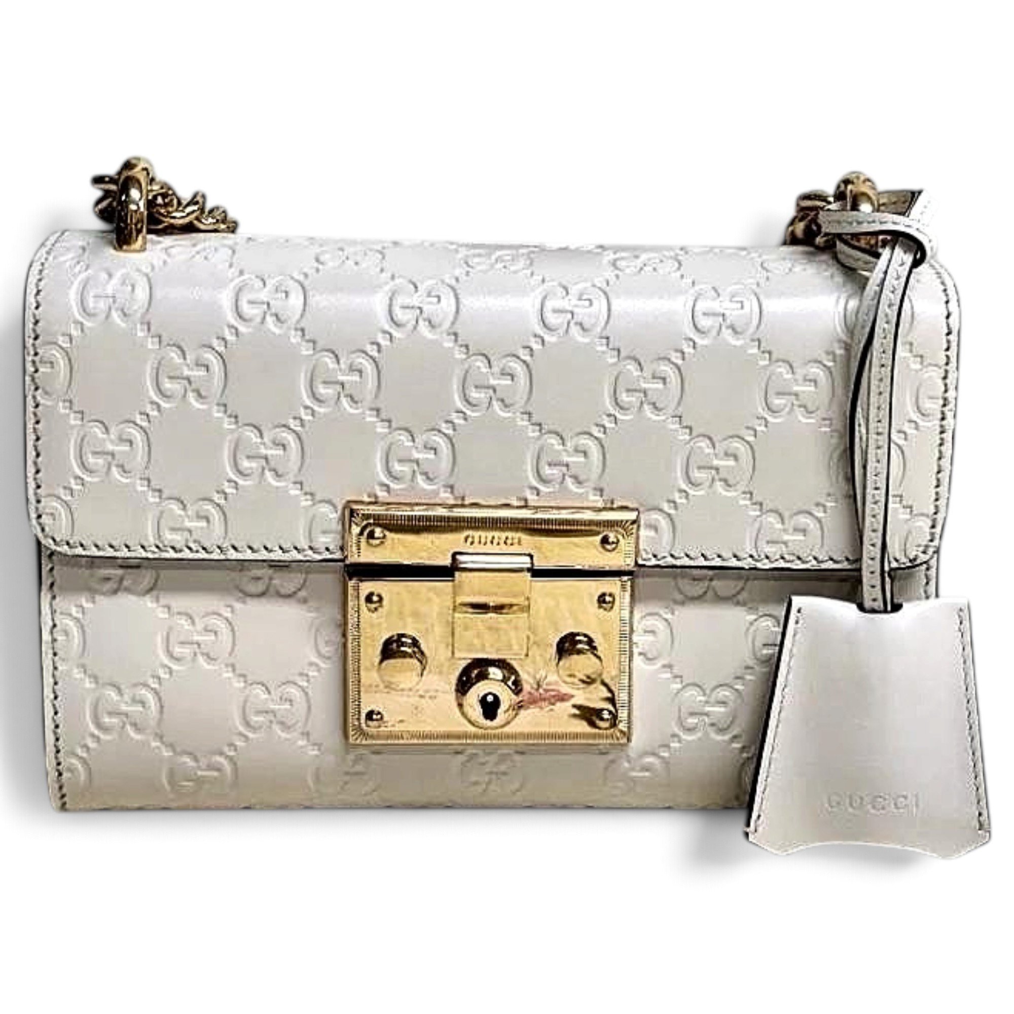 Padlock leather crossbody bag