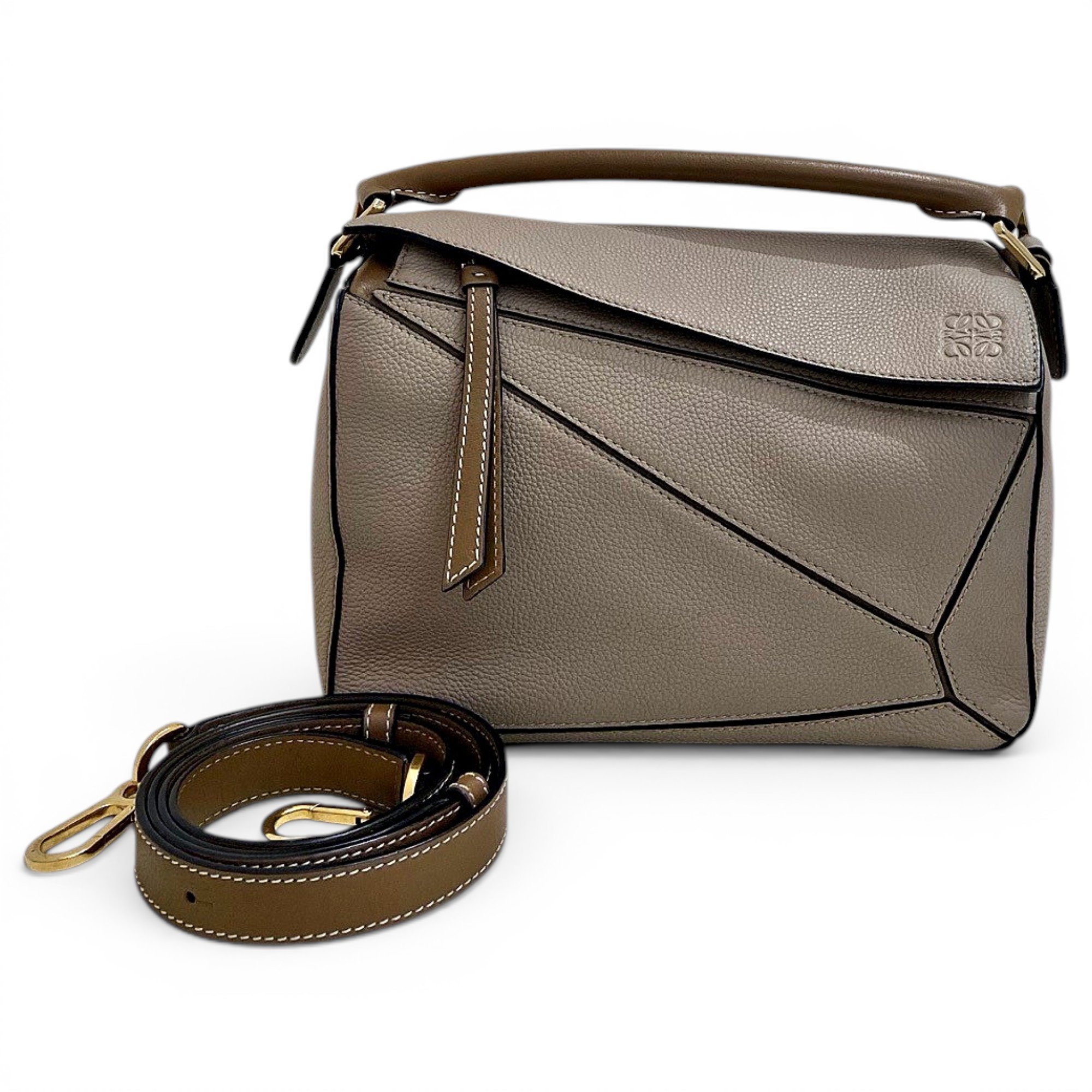 Puzzle leather handbag