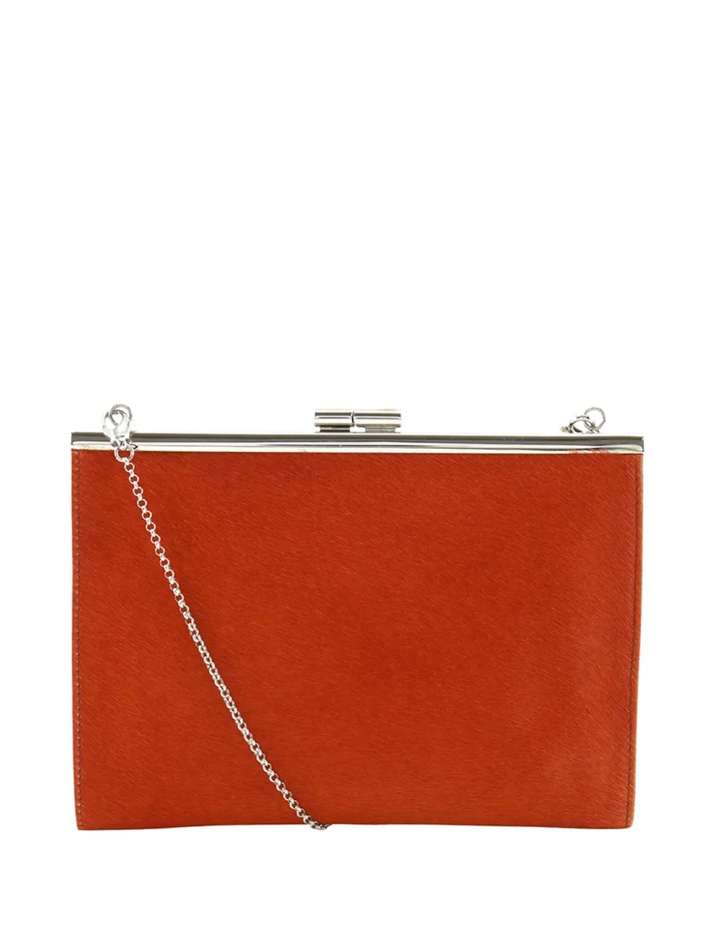 Bvlgari 2010-2026 Pony Hair Kiss Lock Frame Clutch with Chain crossbody bag