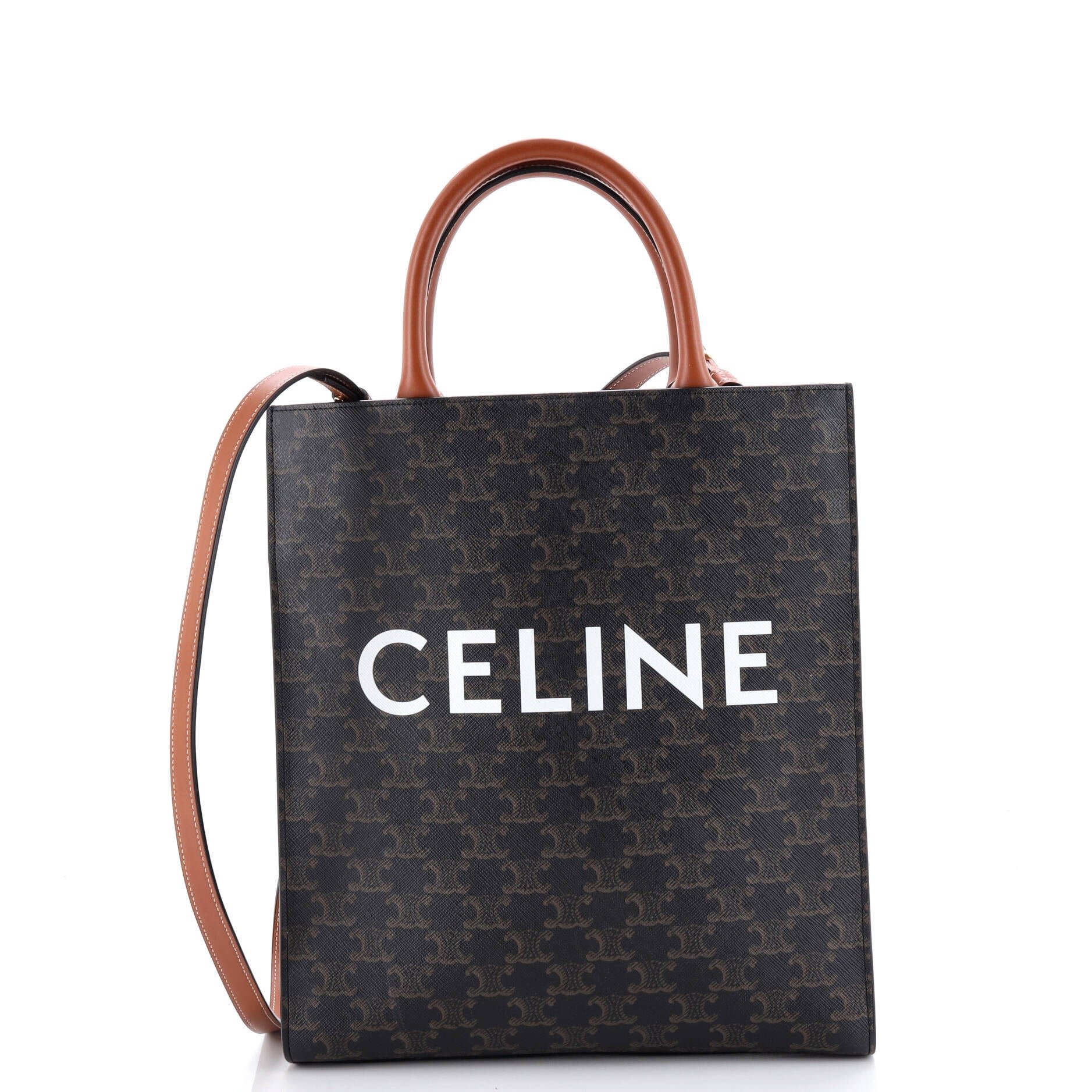 Celine Vertical Cabas Tote Triomphe Coated Canvas Small