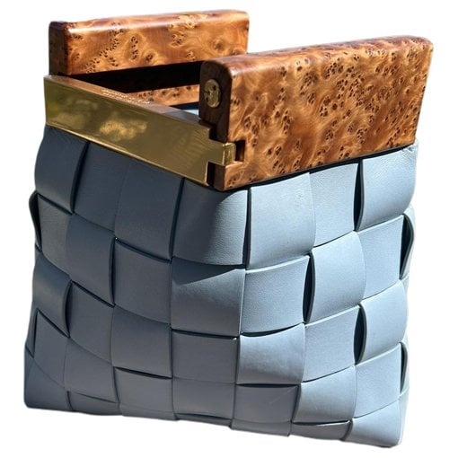 Snap leather clutch bag