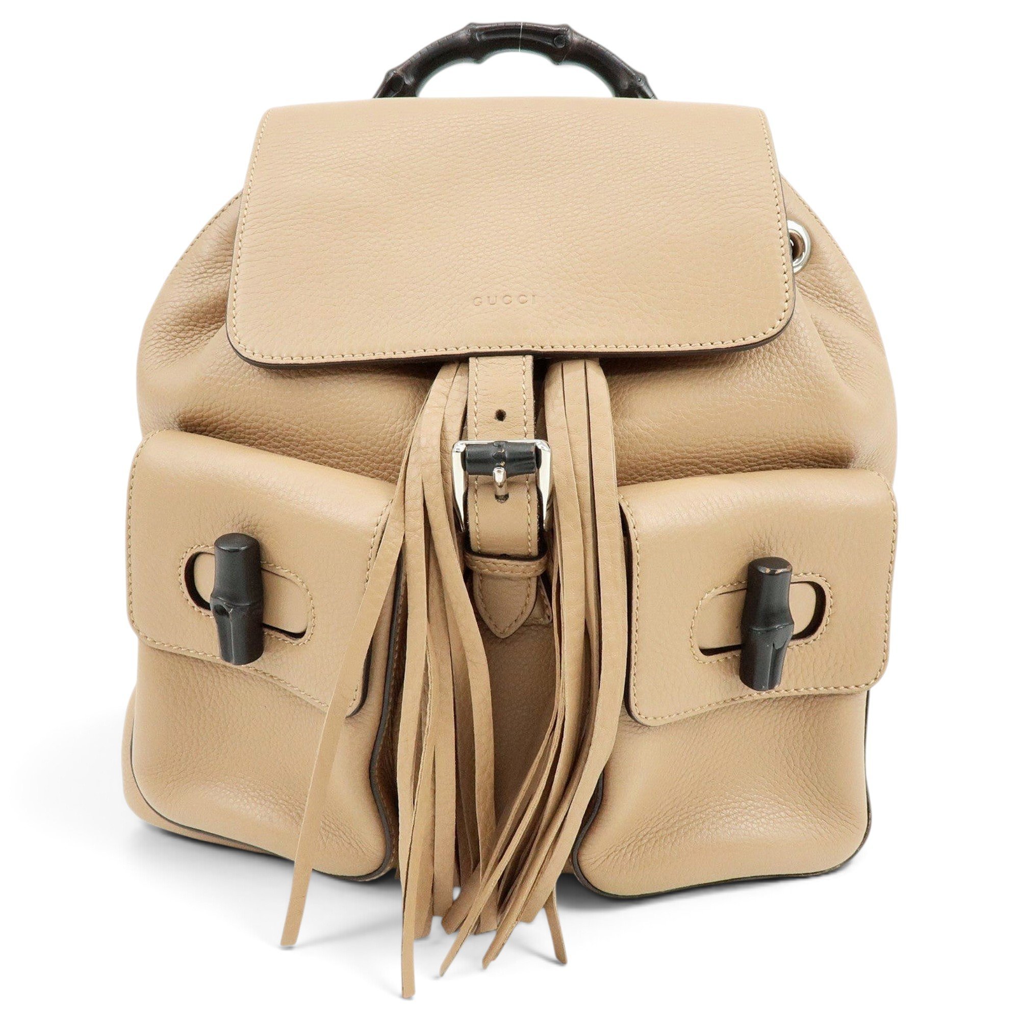 Bamboo Tassel leather backpack