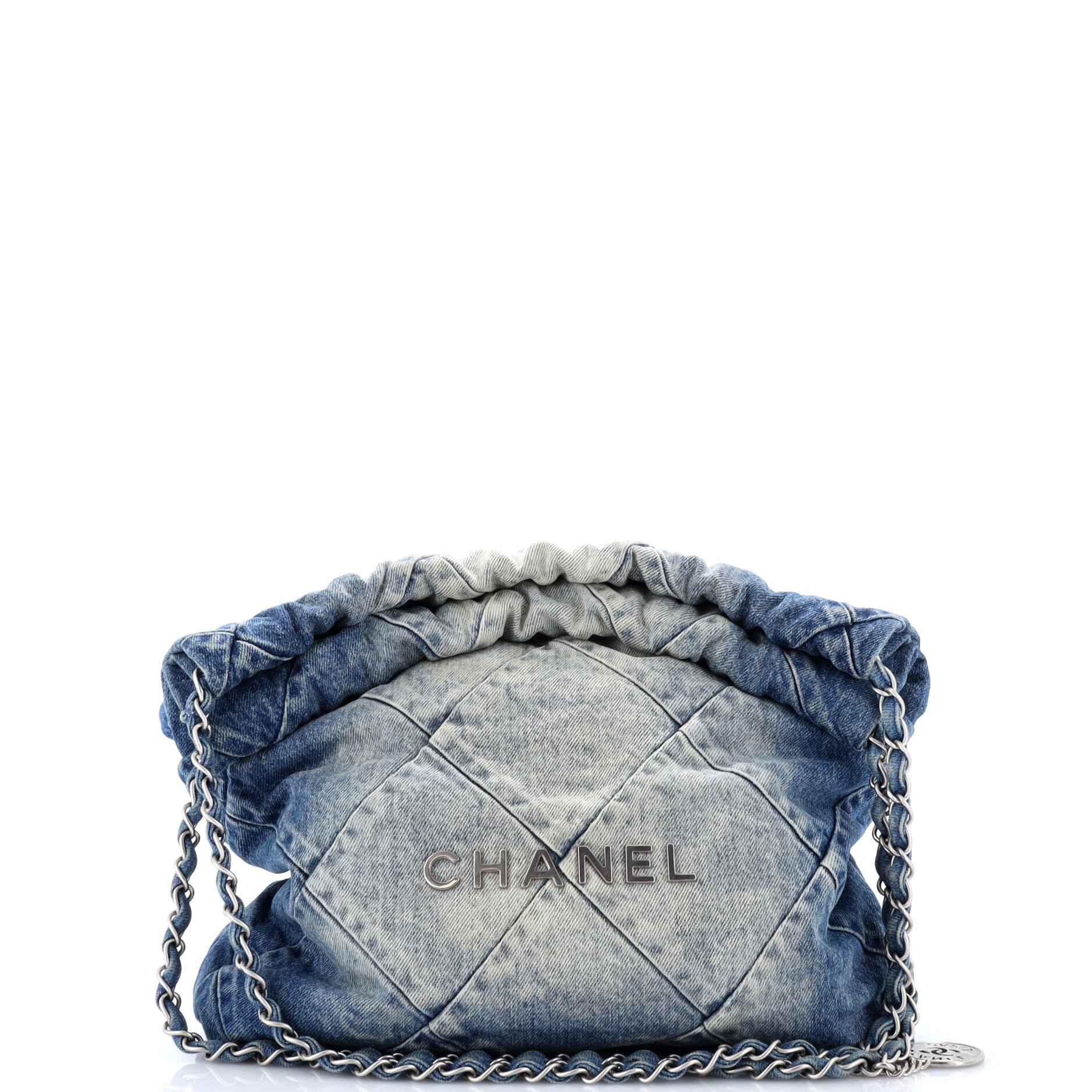 22 Chain Hobo Quilted Denim Small