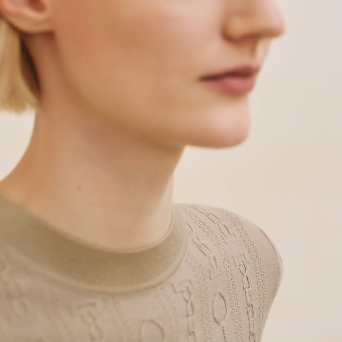 Beige Glaise "Effet Kaleidoscope" Short-sleeve Sweater
