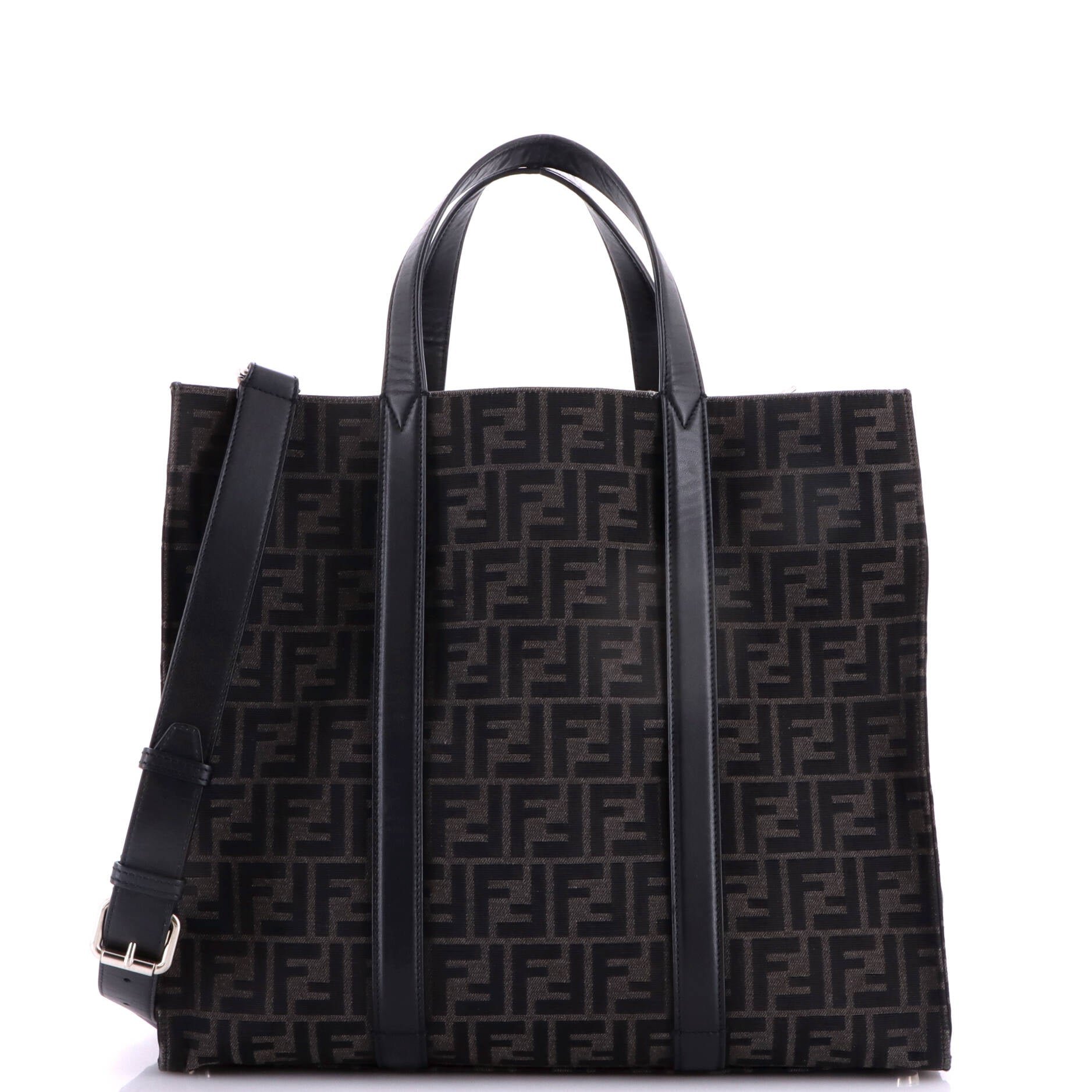 Convertible Open Tote Zucca Jacquard Fabric and Leather Large