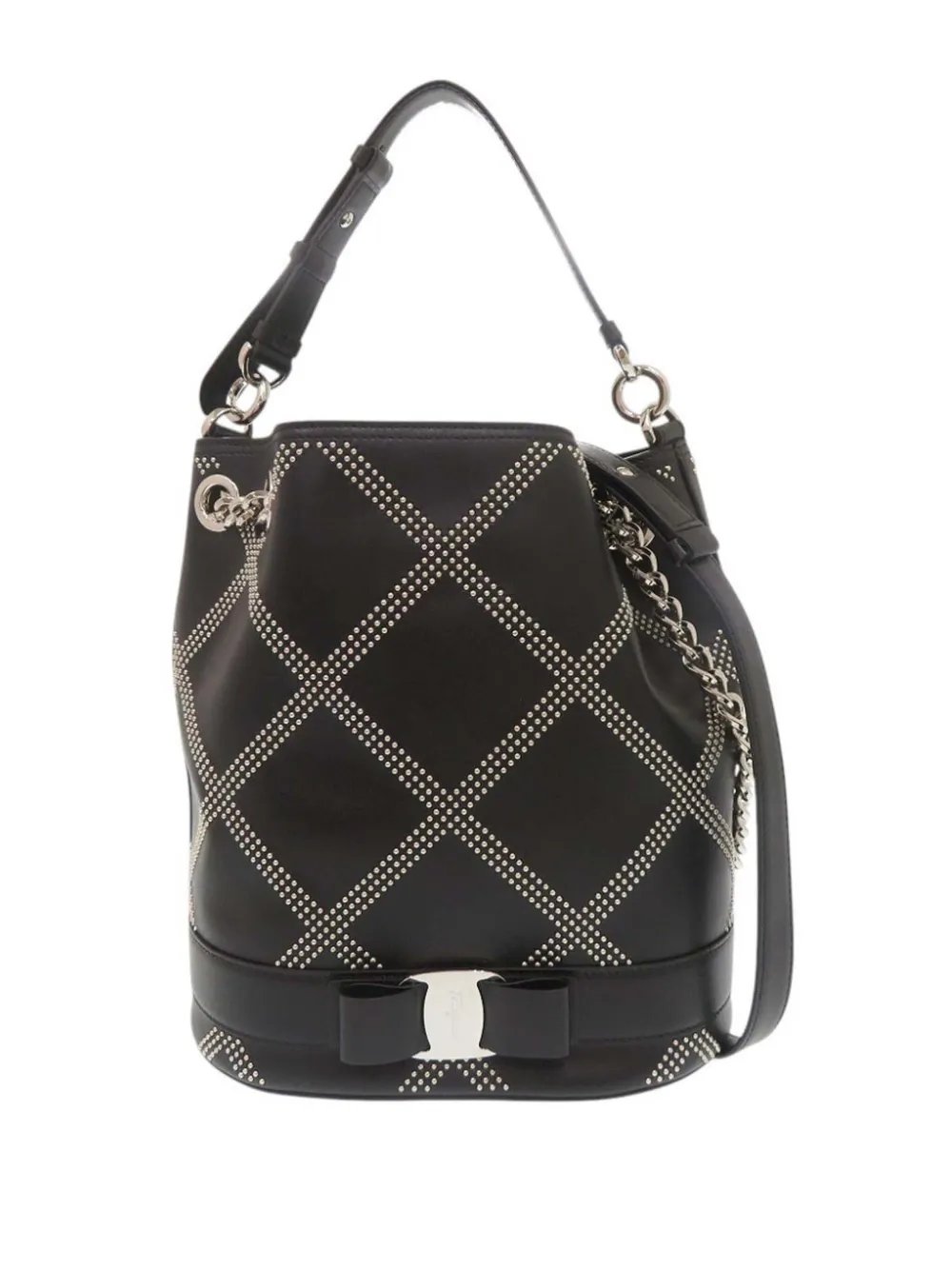 Ferragamo 2018-2021 Studded Leather Vara Bow Bucket Bag satchel