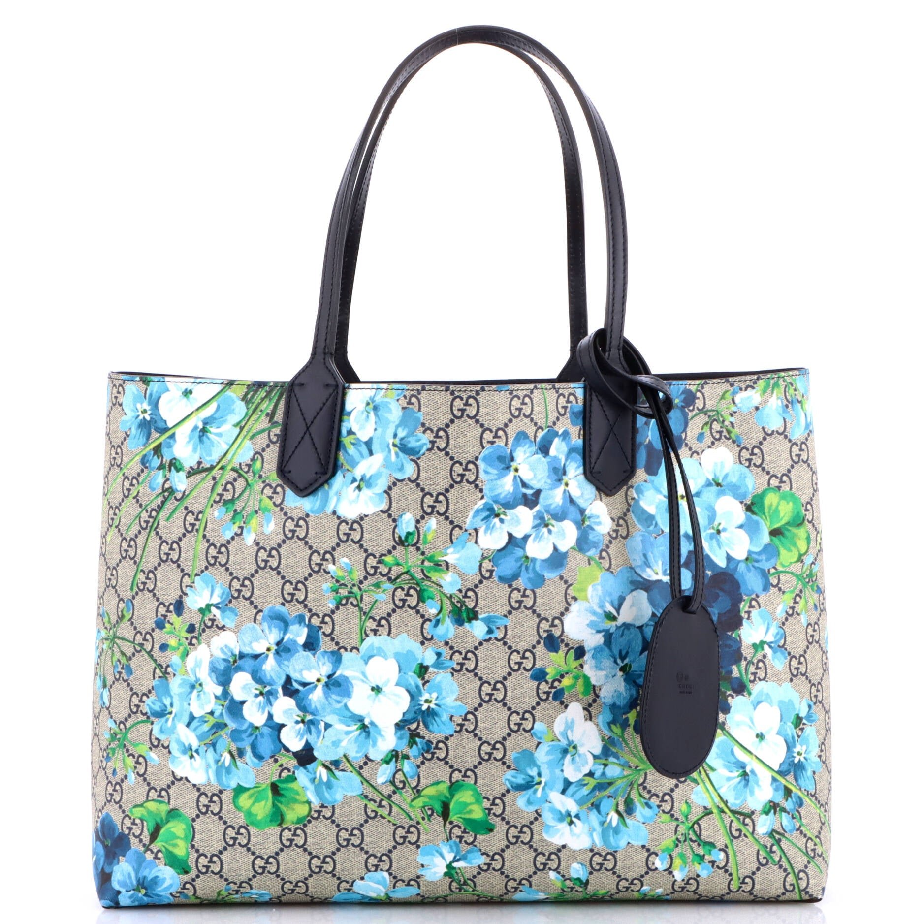 Reversible Tote Blooms GG Print Leather Medium