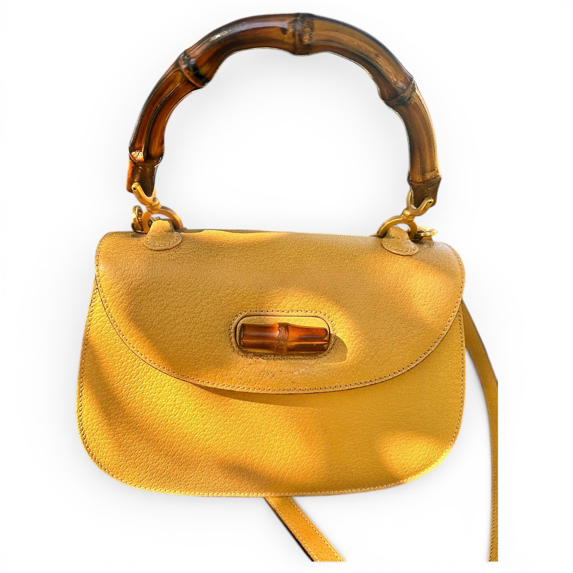 Convertible Bamboo Top Handle leather handbag