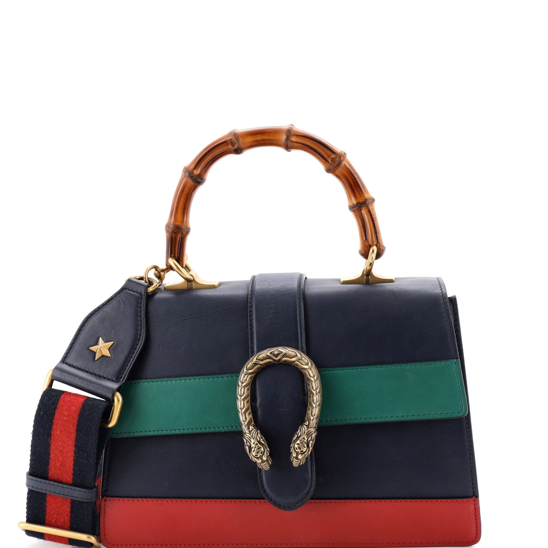 Dionysus Bamboo Top Handle Bag Colorblock Leather Medium