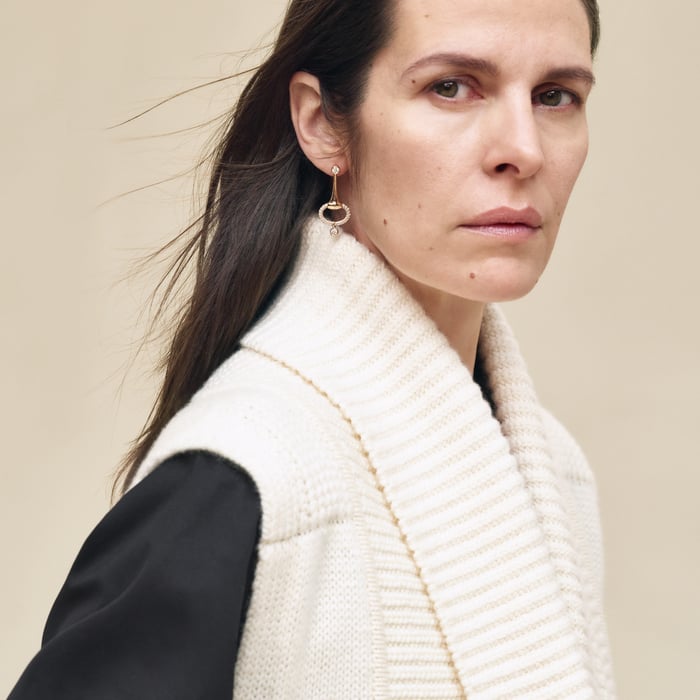 Blanc Naturel Belted Cashmere Sleeveless Cardigan