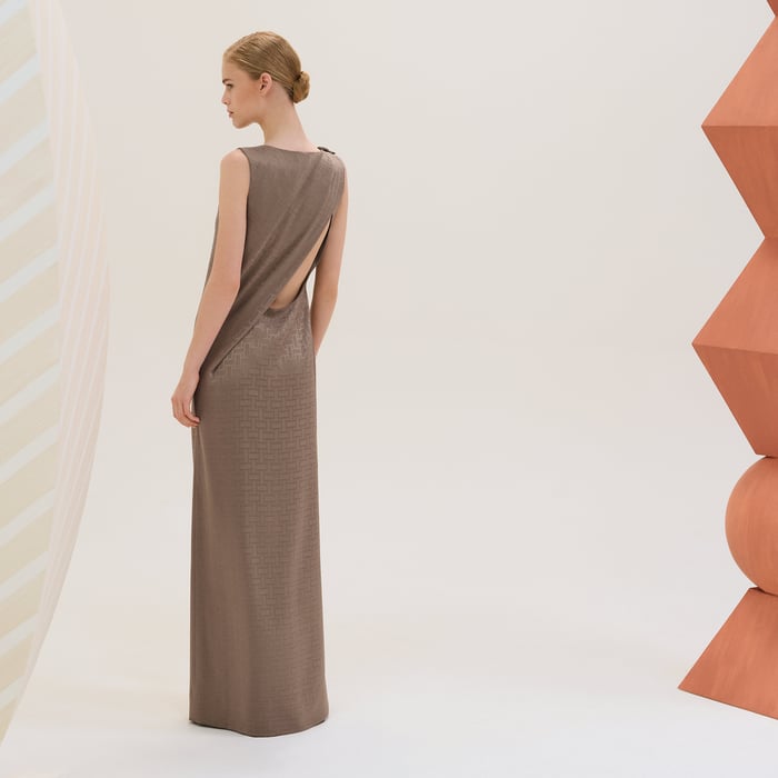 "Mosaique" Draped Long Dress