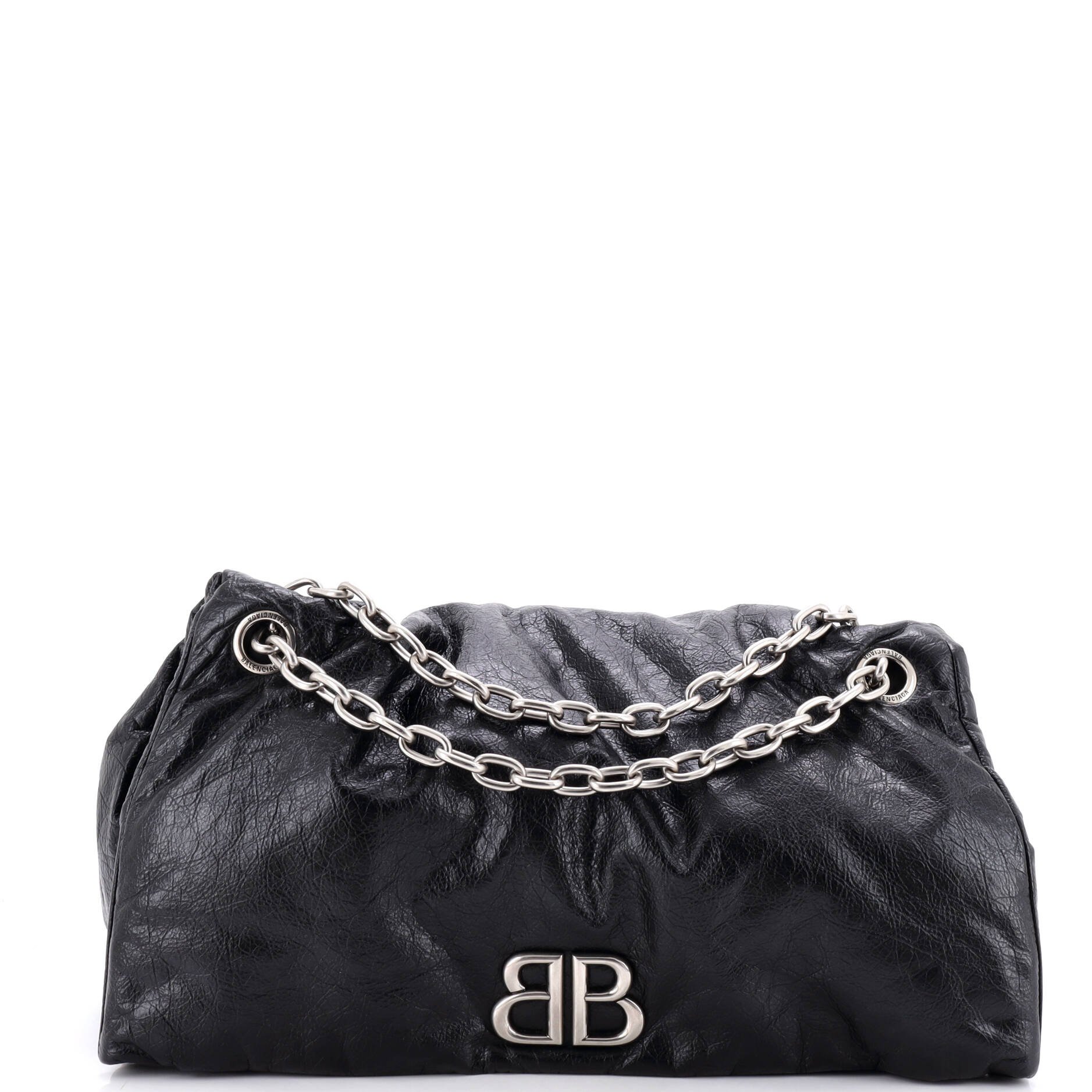 Monaco Chain Flap Shoulder Bag Leather Large