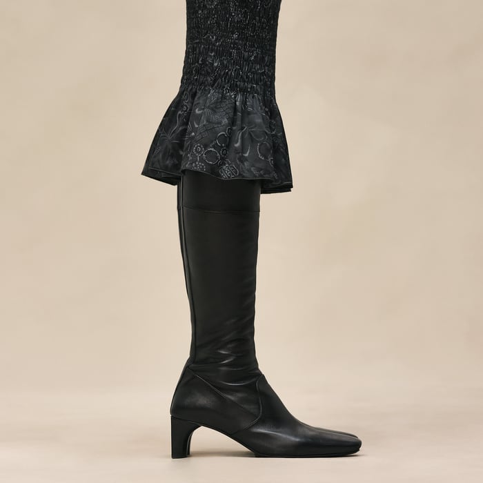 Noir "Soleil De Soie Poudre" Smocked Pencil Skirt