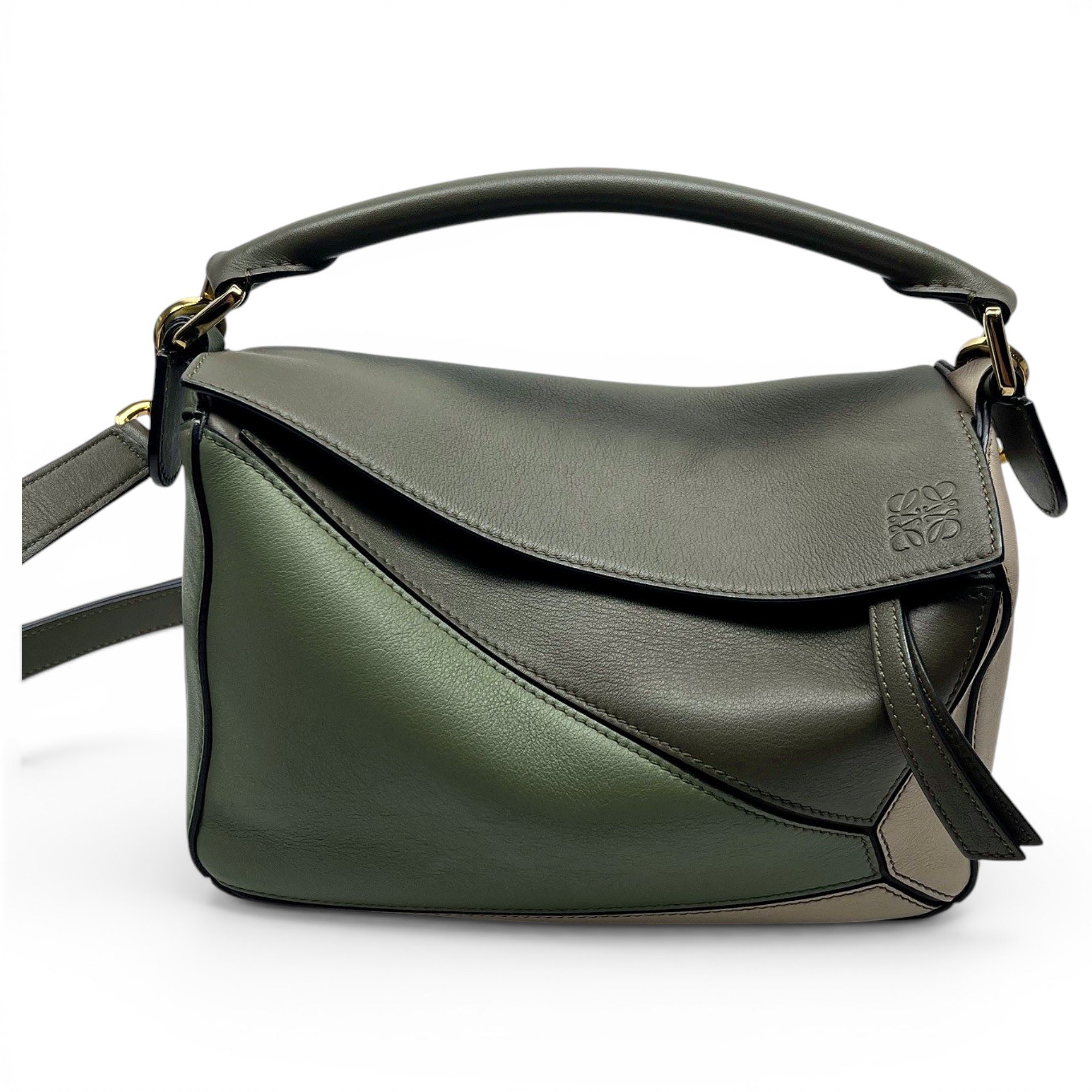 Puzzle leather handbag